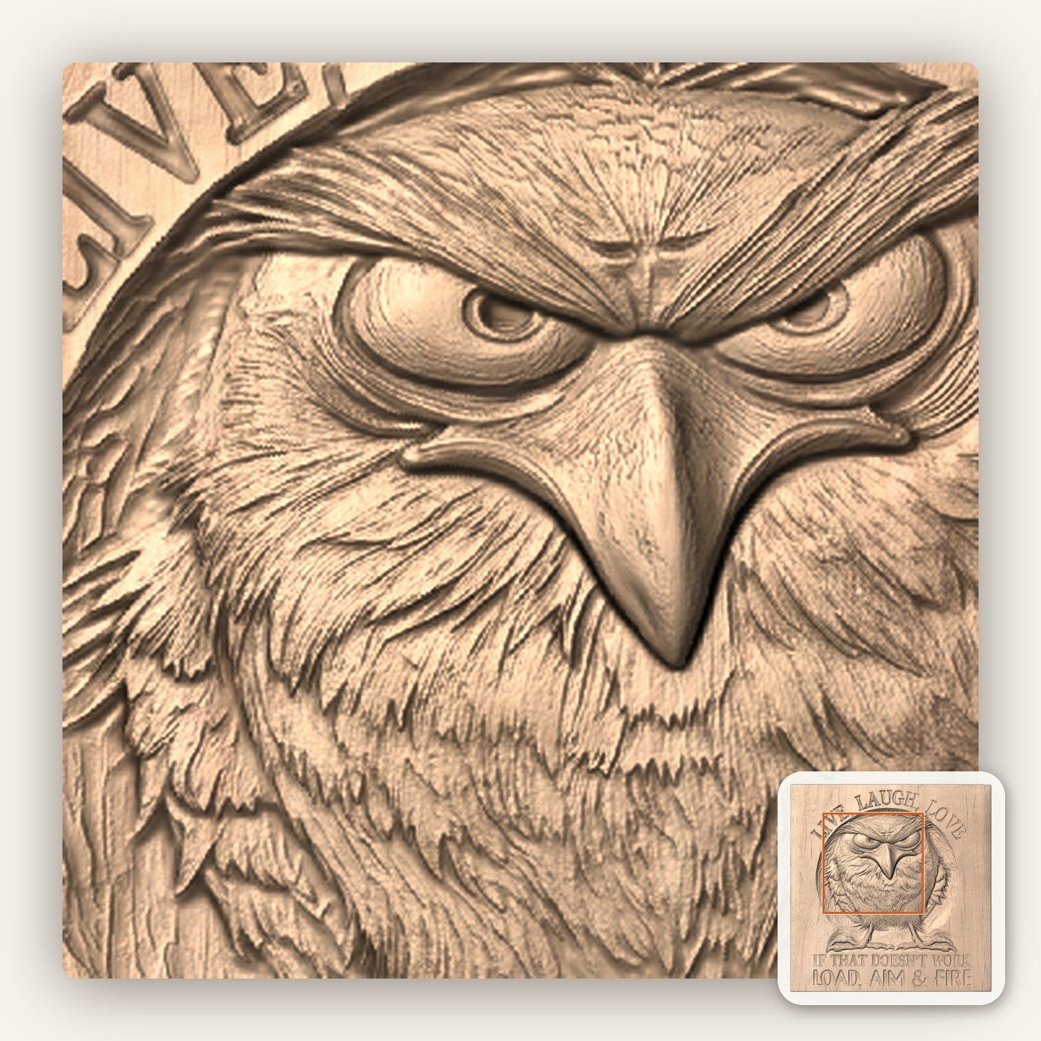 Grumpy Owl Funny Quote CNC Relief STL bas-relief STL — view 7