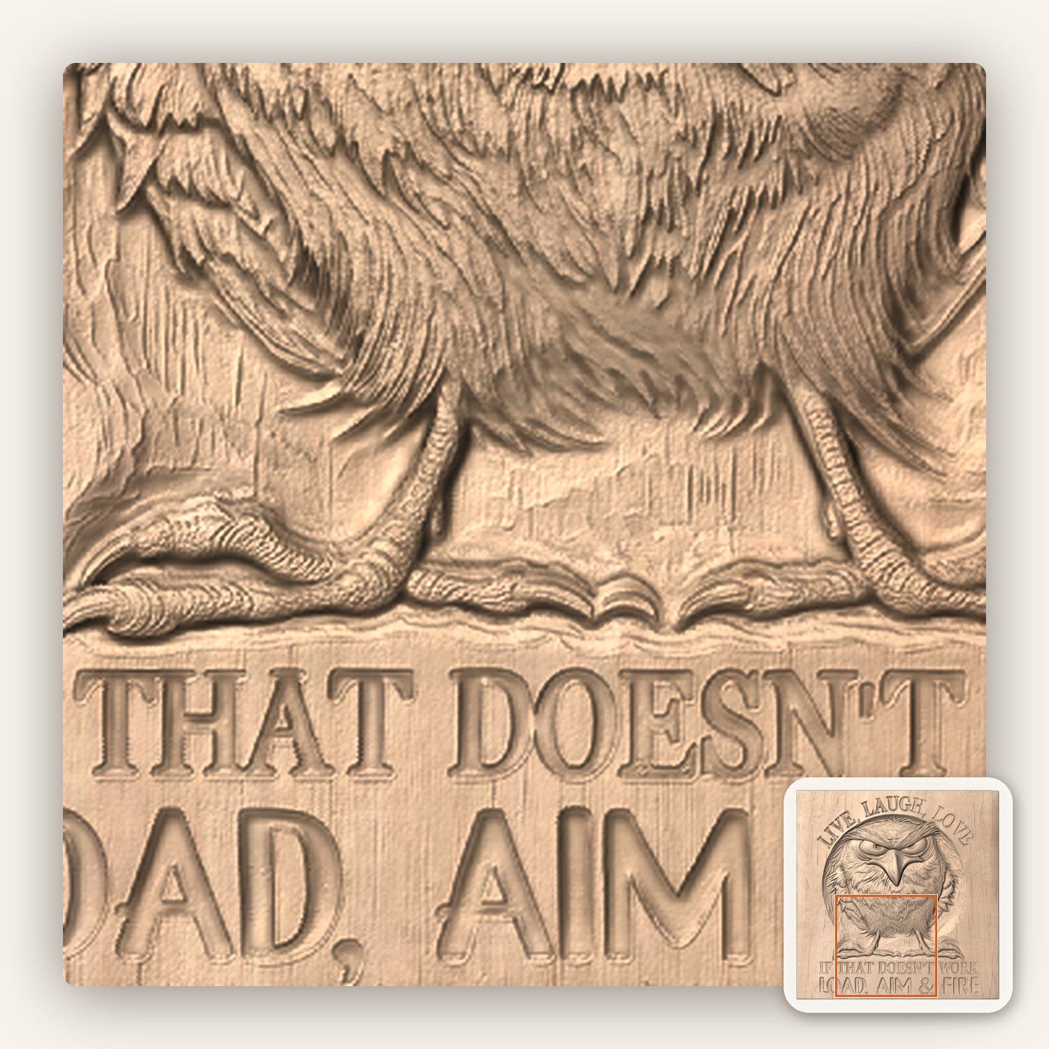 Grumpy Owl Funny Quote CNC Relief STL bas-relief STL — view 8