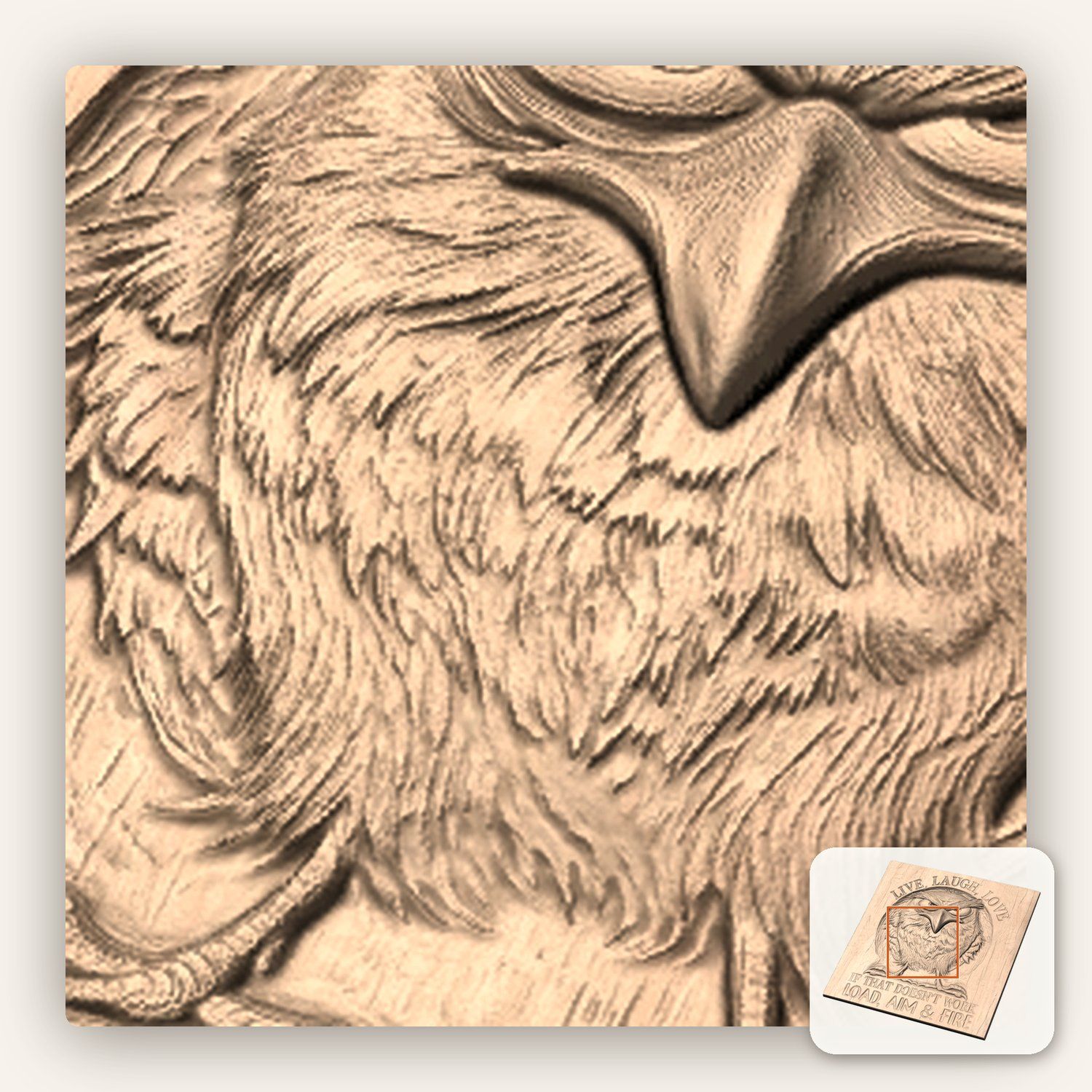 Grumpy Owl Funny Quote CNC Relief STL bas-relief STL — view 9