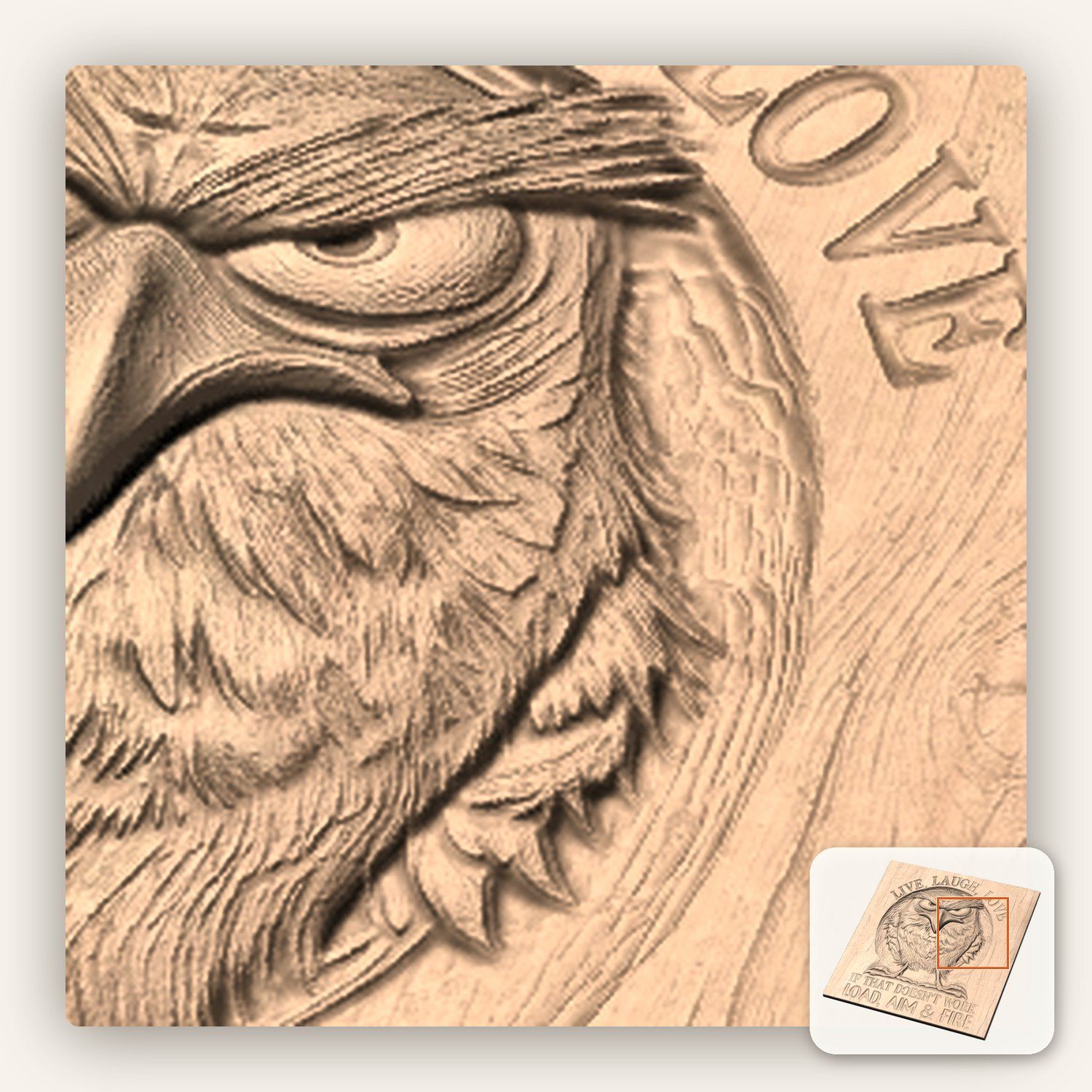 Grumpy Owl Funny Quote CNC Relief STL bas-relief STL — view 10