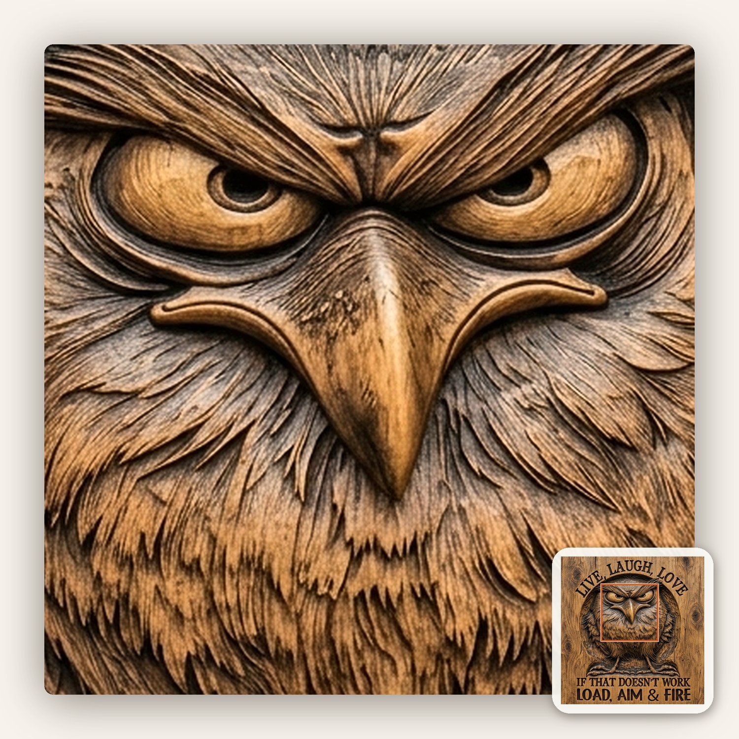 Grumpy Owl Funny Quote CNC Relief STL bas-relief STL — view 11