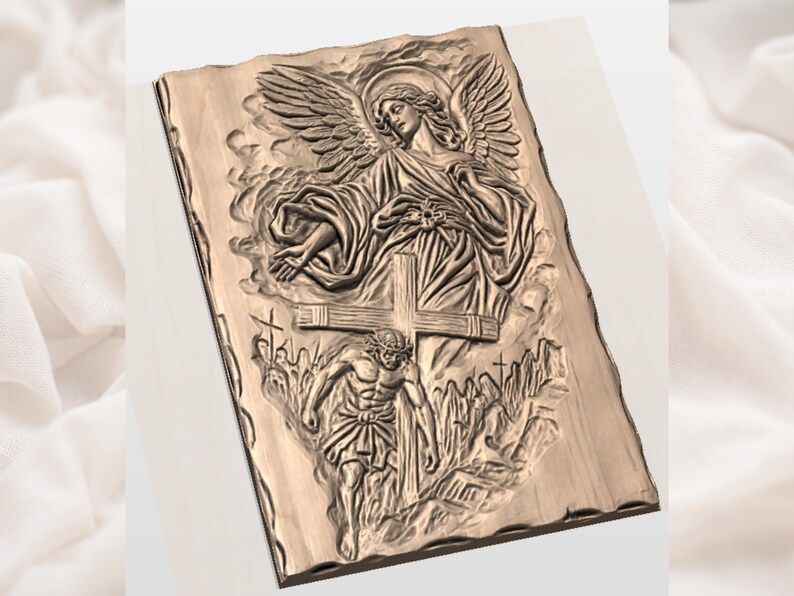Guardian Angel Carrying the Cross Bas-Relief STL bas-relief STL — view 3