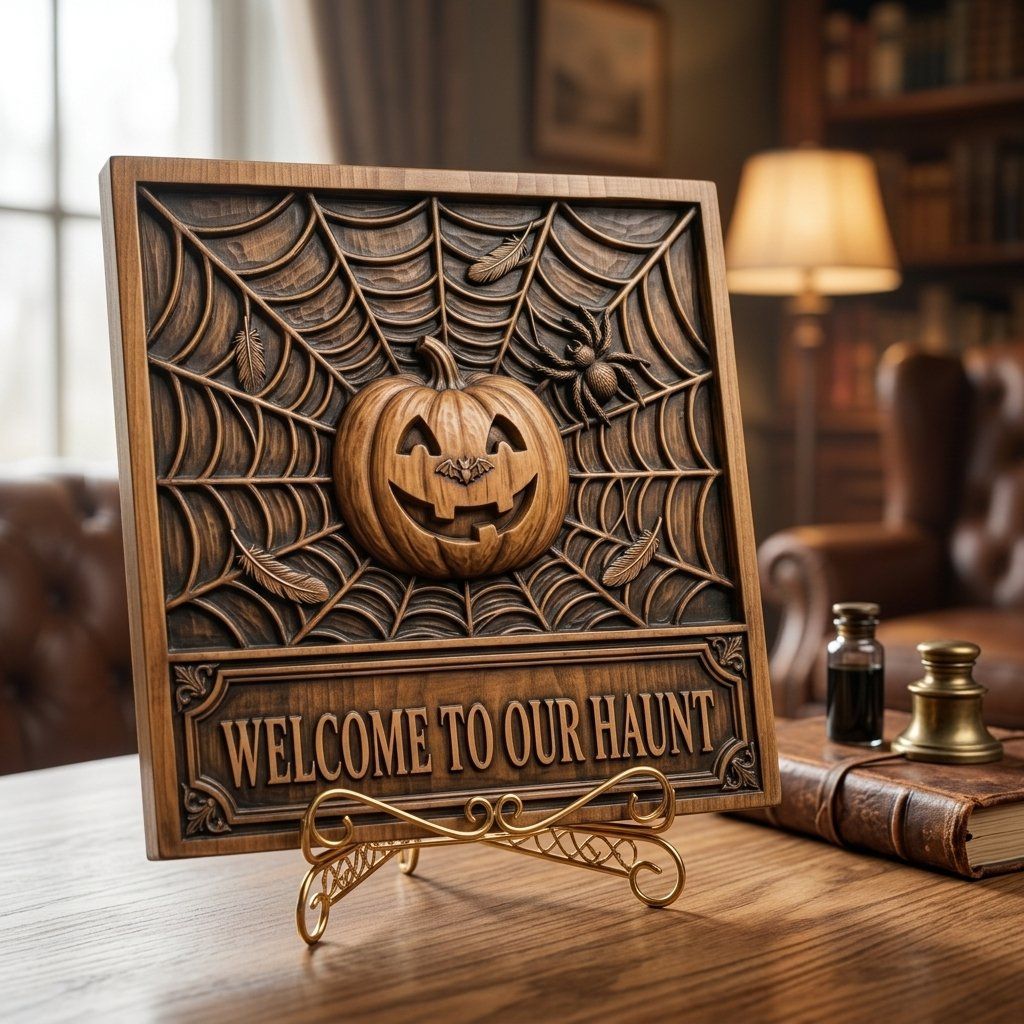Halloween Pumpkin Sign CNC Relief STL bas-relief STL — view 3