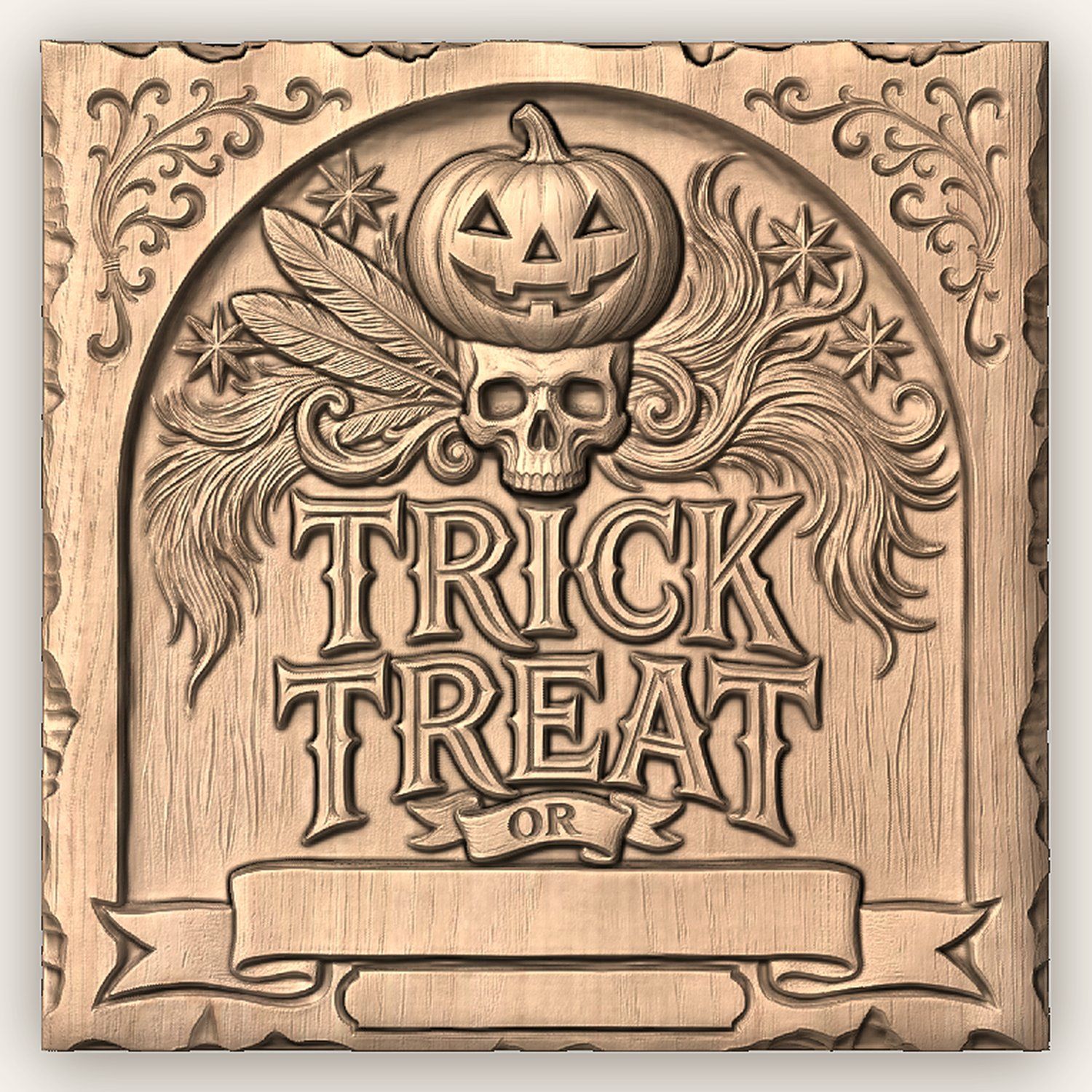 Halloween Pumpkin Skull CNC Relief STL bas-relief STL — view 4