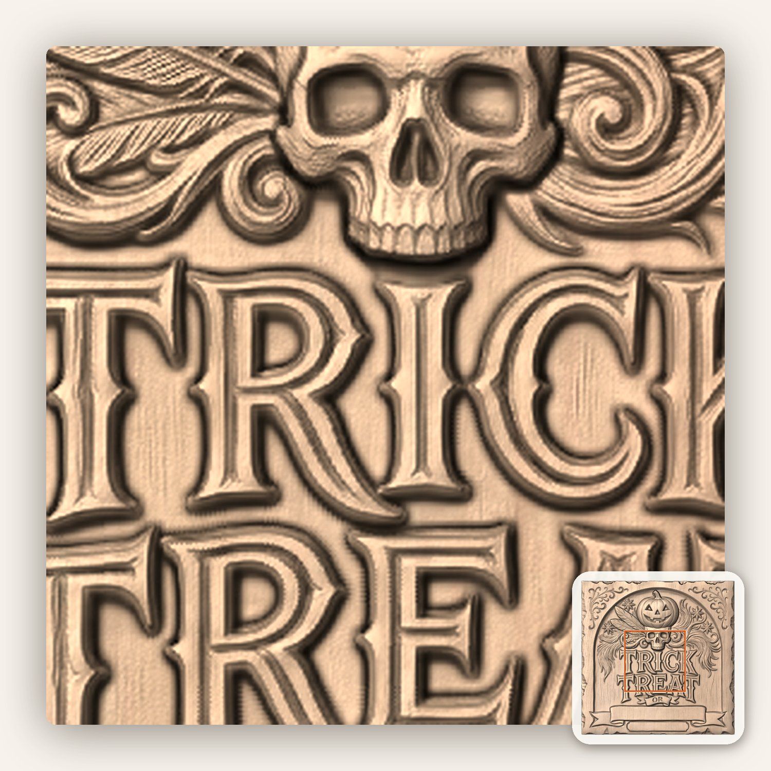 Halloween Pumpkin Skull CNC Relief STL bas-relief STL — view 7