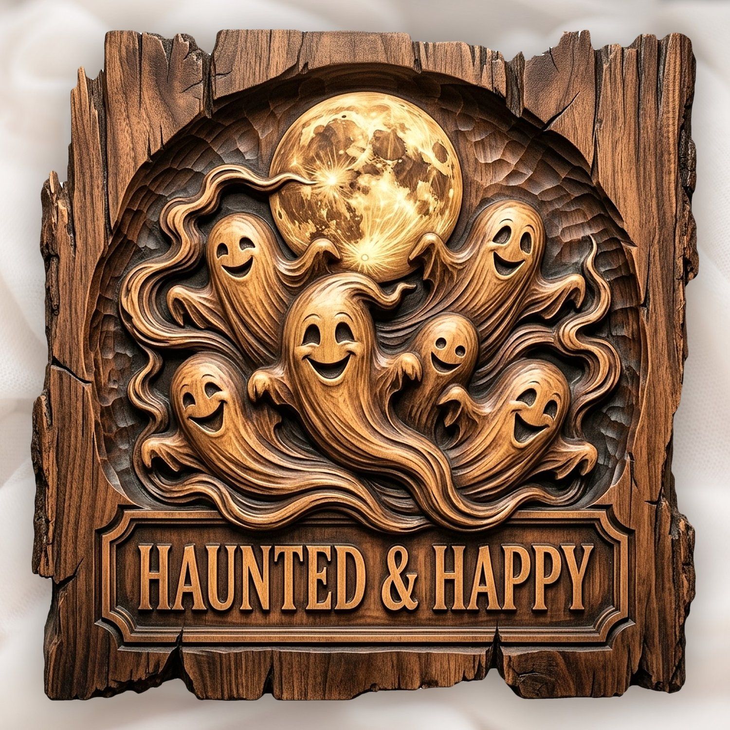 Halloween Spooky Ghost Pumpkin CNC Relief STL bas-relief STL — view 2