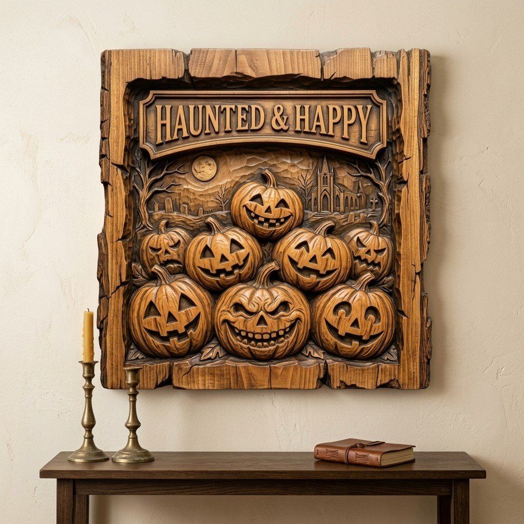 Halloween Spooky Ghost Pumpkin CNC Relief STL bas-relief STL — view 7
