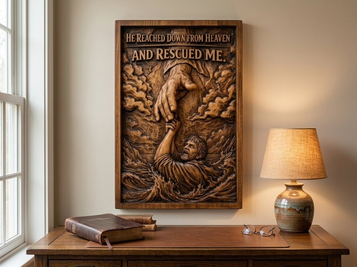 Hand of God Rescuing Man Bible Verse CNC Relief STL bas-relief STL — view 13