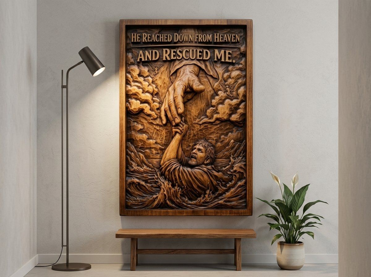 Hand of God Rescuing Man Bible Verse CNC Relief STL bas-relief STL — view 14