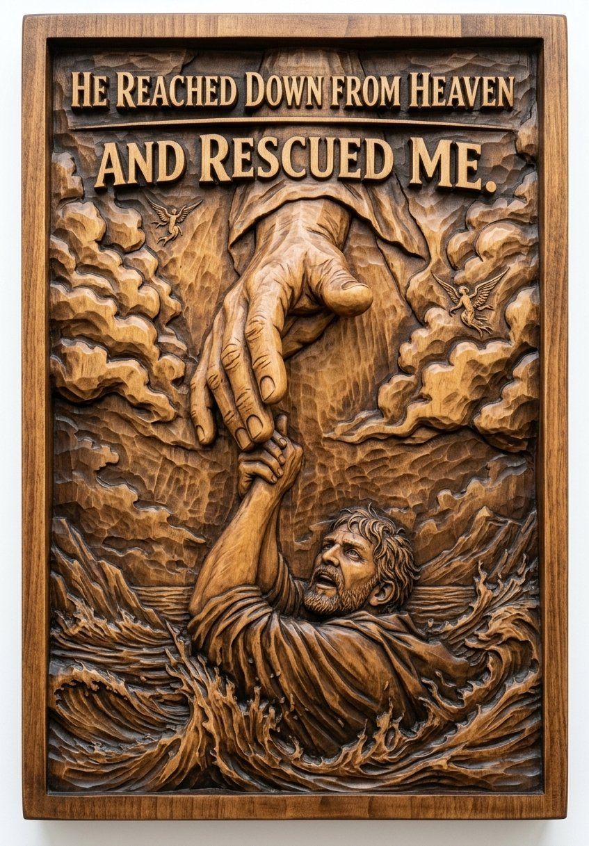 Hand of God Rescuing Man Bible Verse CNC Relief STL bas-relief STL — view 4
