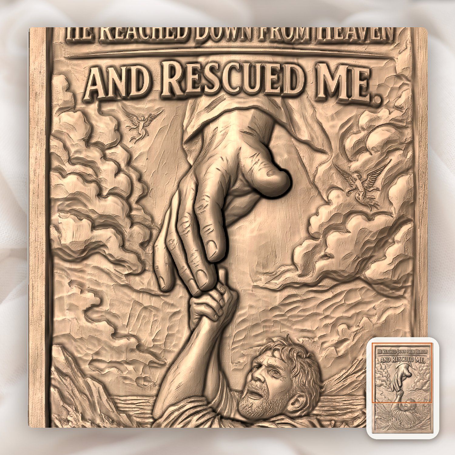 Hand of God Rescuing Man Bible Verse CNC Relief STL bas-relief STL — view 7