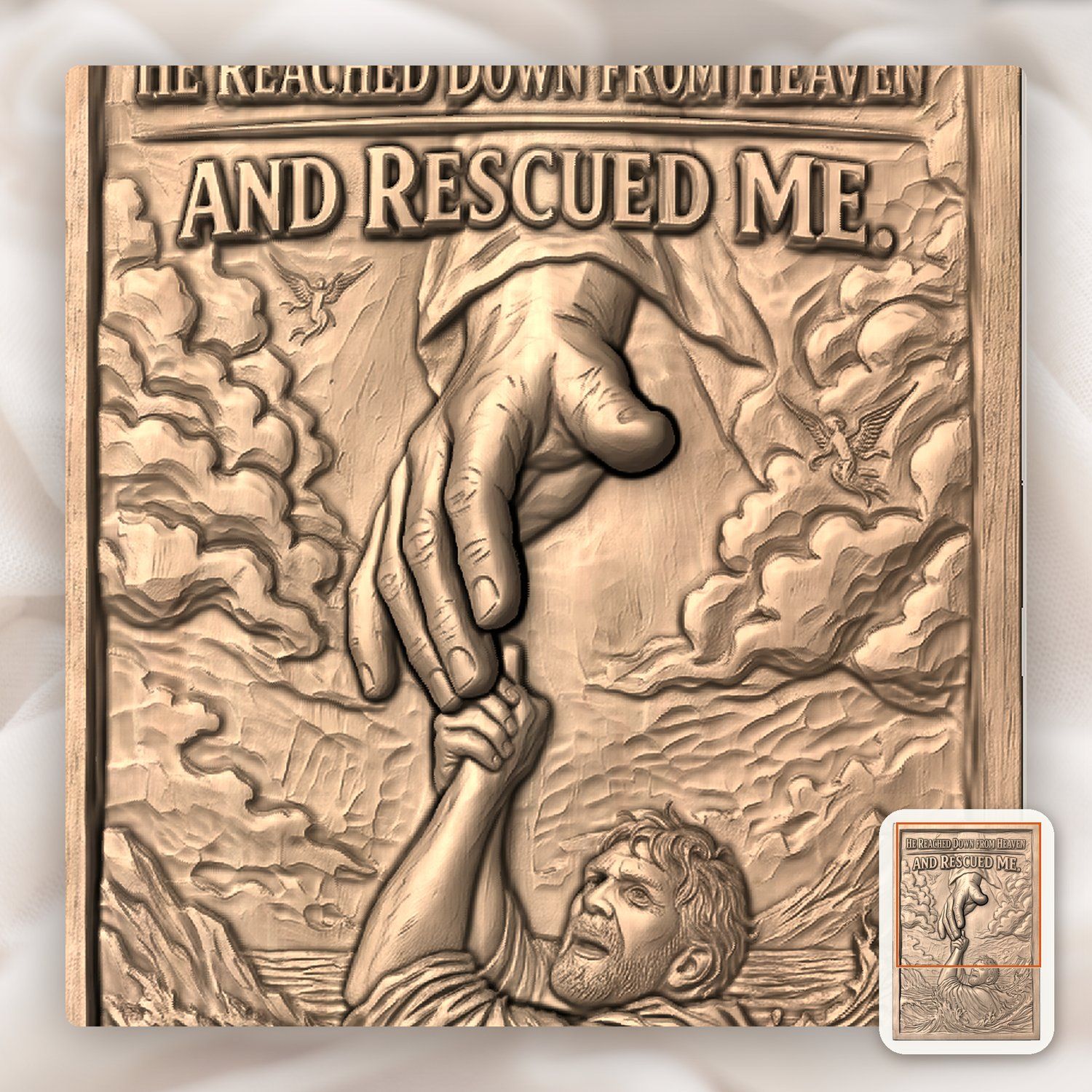 Hand of God Rescuing Man Bible Verse CNC Relief STL bas-relief STL — view 8