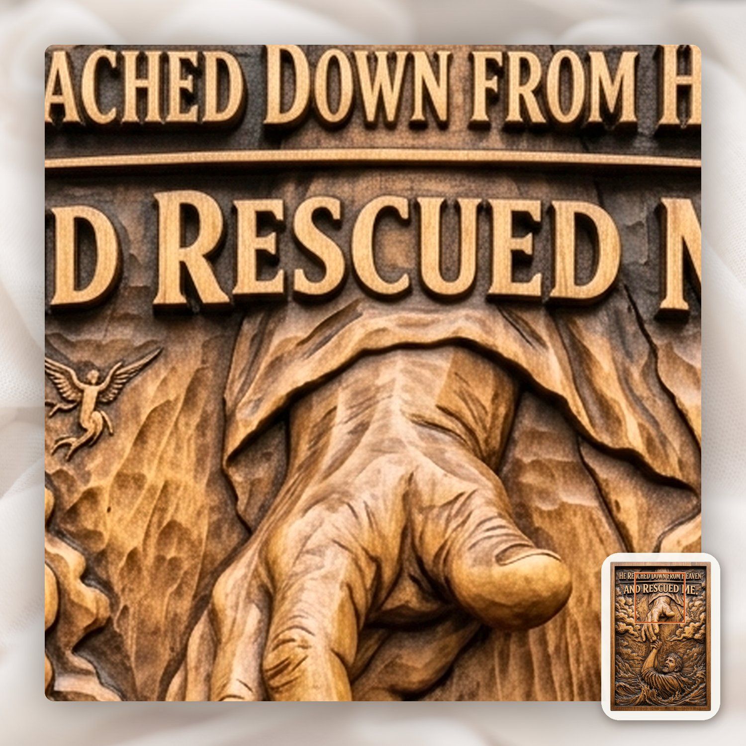 Hand of God Rescuing Man Bible Verse CNC Relief STL bas-relief STL — view 11
