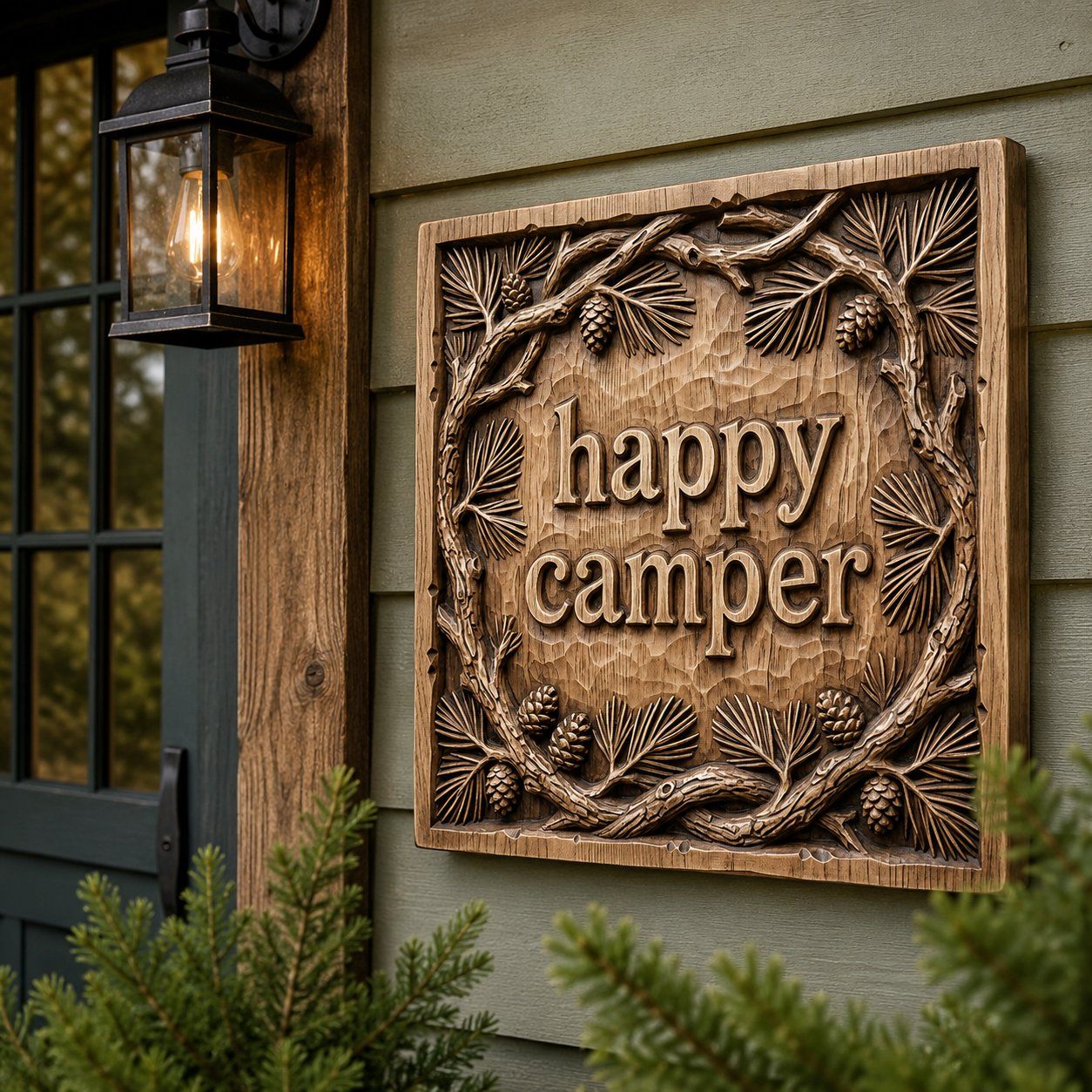 Happy Camper Forest Pinecone CNC Relief STL bas-relief STL — view 8