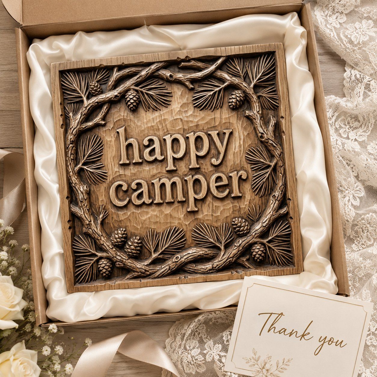 Happy Camper Forest Pinecone CNC Relief STL bas-relief STL — view 9