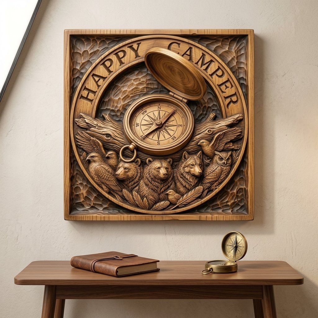 Happy Camper Forest Wildlife CNC Relief STL bas-relief STL — view 12