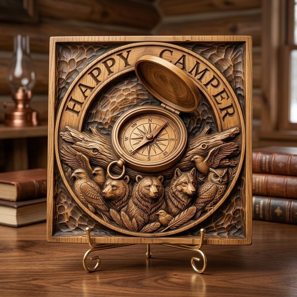 Happy Camper Forest Wildlife CNC Relief STL bas-relief STL — view 13