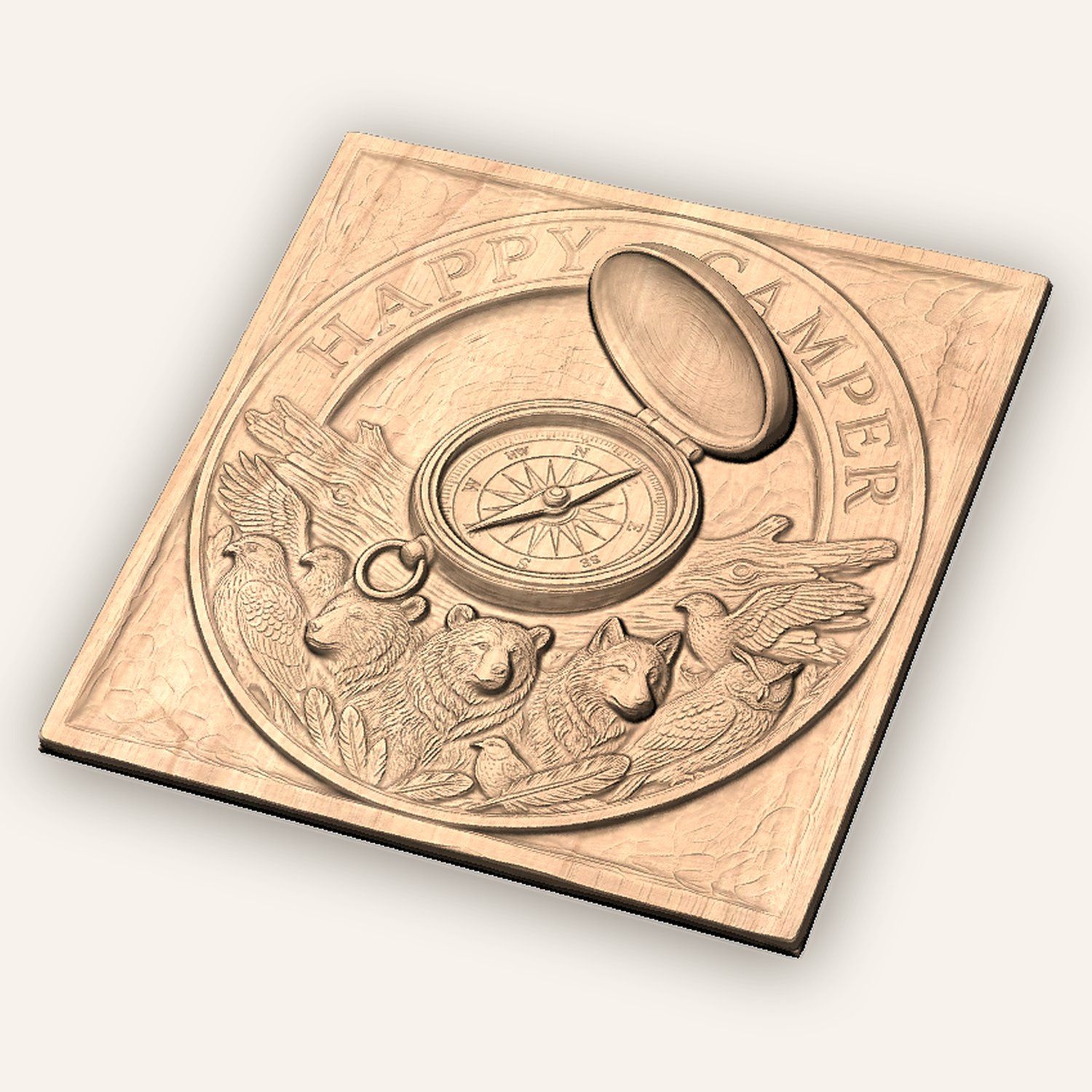 Happy Camper Forest Wildlife CNC Relief STL bas-relief STL — view 3