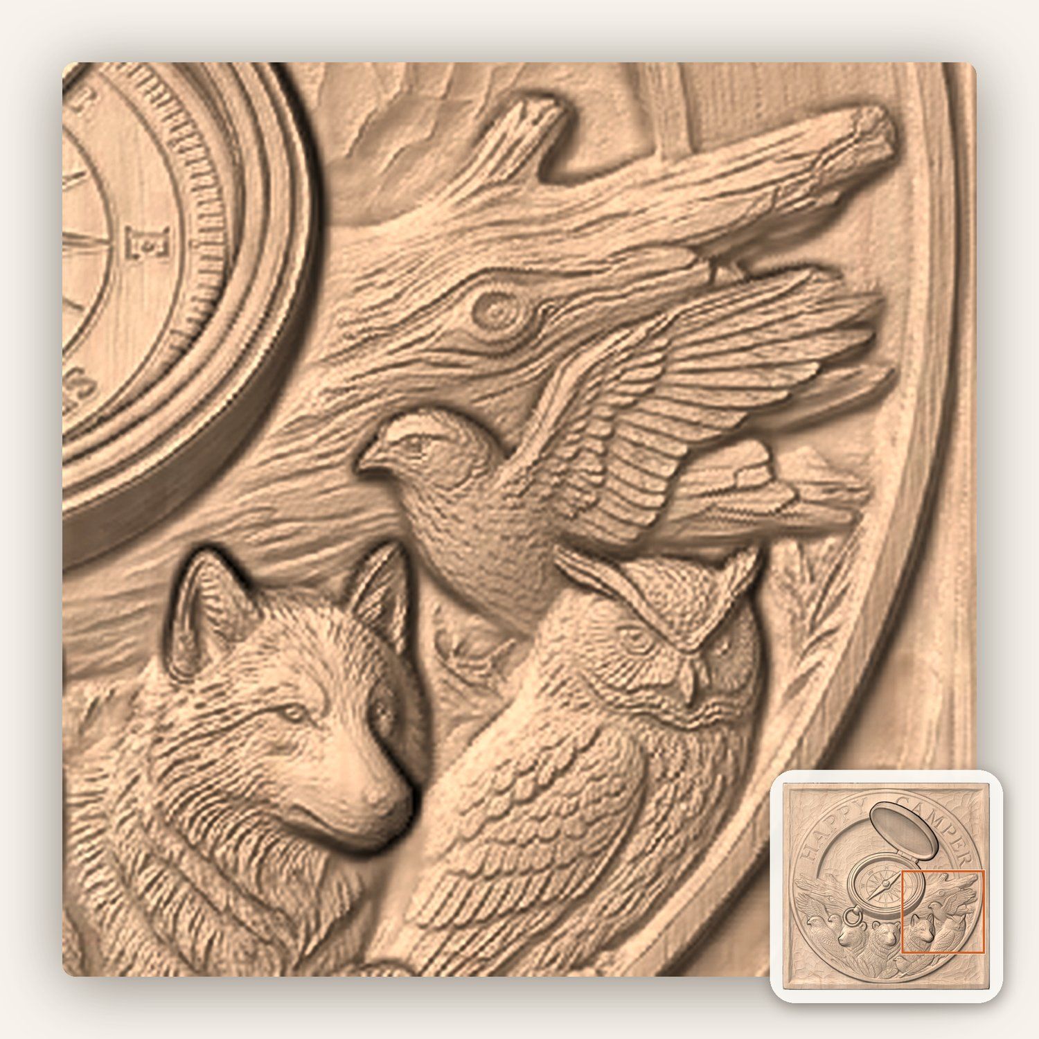 Happy Camper Forest Wildlife CNC Relief STL bas-relief STL — view 6