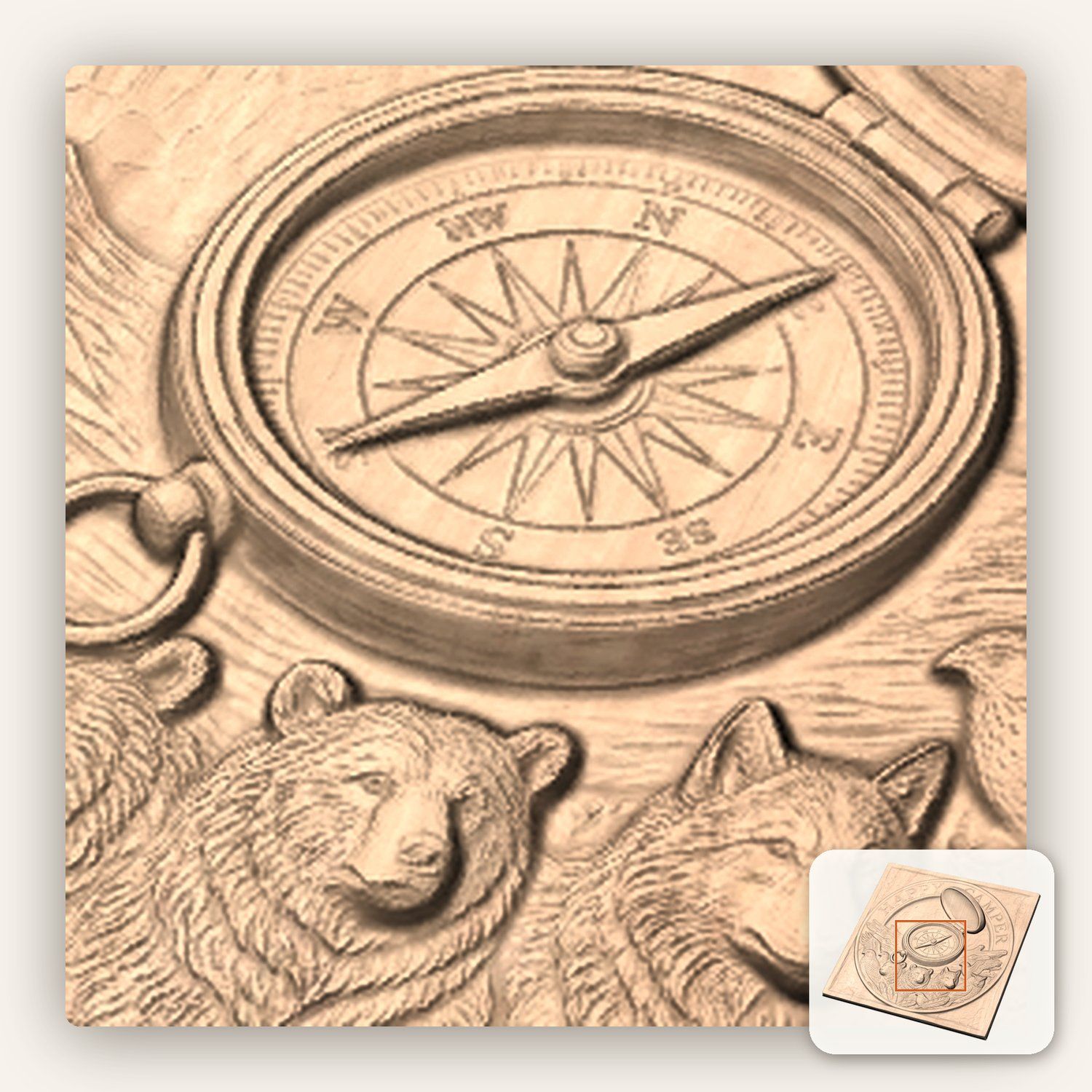 Happy Camper Forest Wildlife CNC Relief STL bas-relief STL — view 7