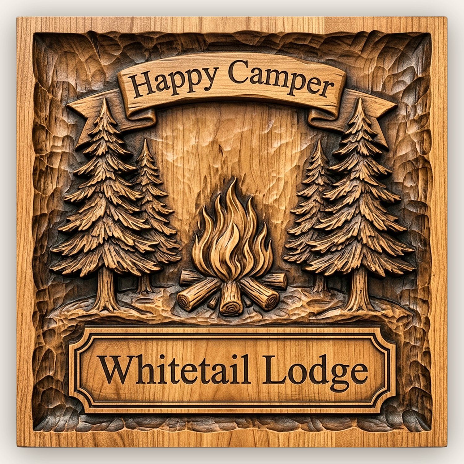 Happy Camper Nature CNC Relief STL bas-relief STL design