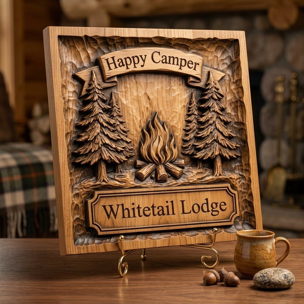 Happy Camper Nature CNC Relief STL bas-relief STL — view 3