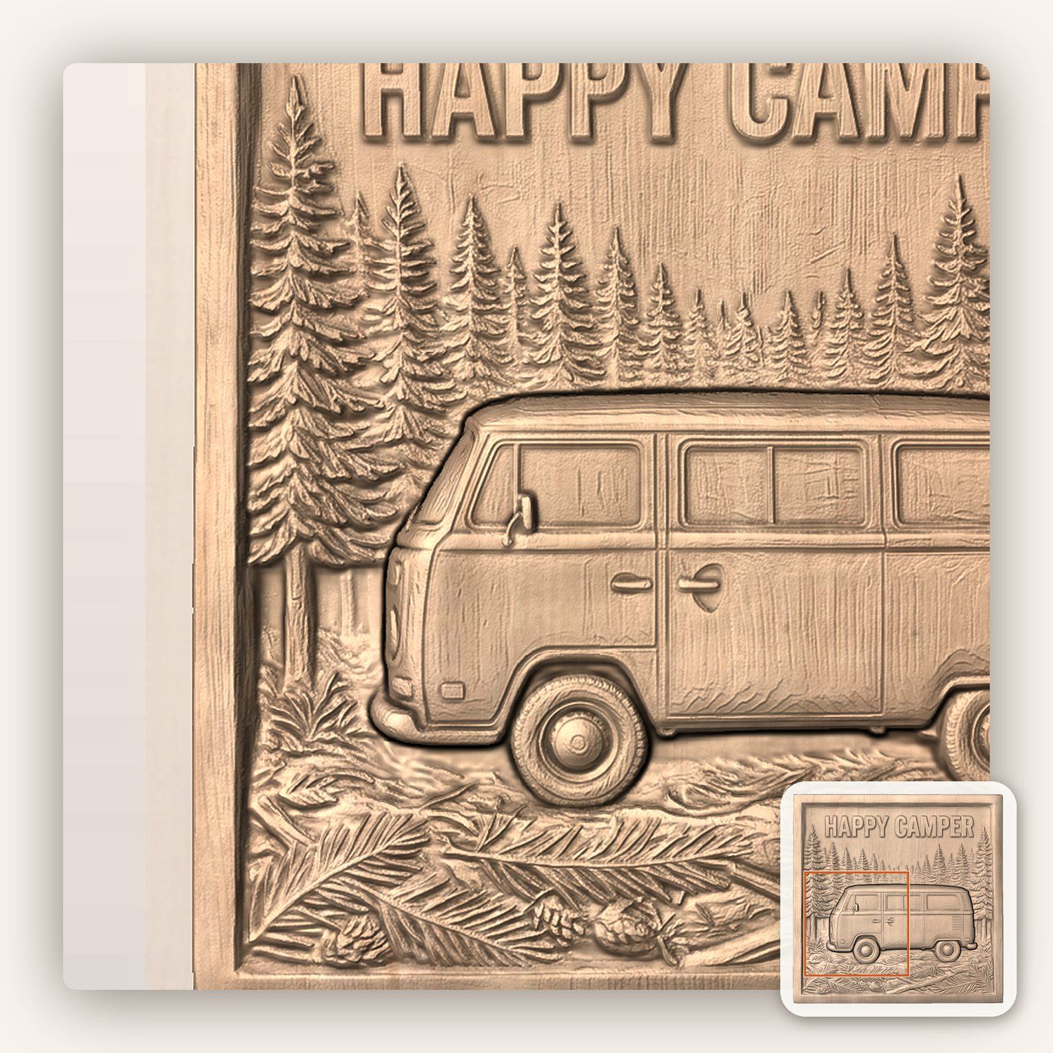 Happy Camper Van Forest Scene CNC Relief STL bas-relief STL — view 6