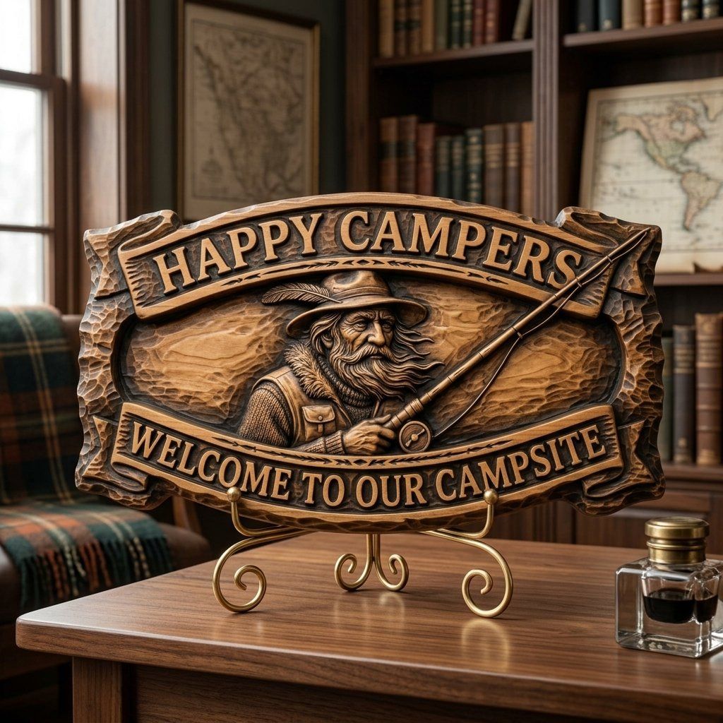 Happy Campers Fisherman CNC Relief STL bas-relief STL — view 15