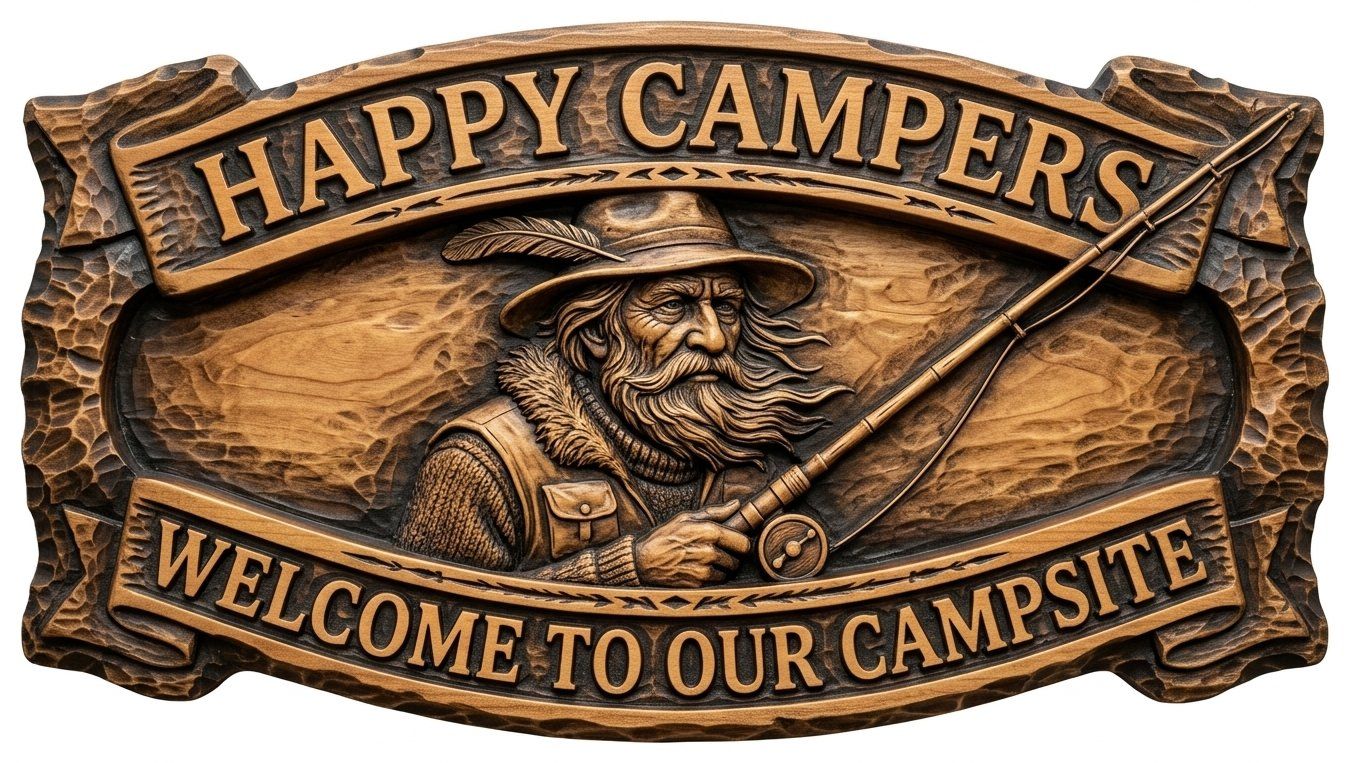 Happy Campers Fisherman CNC Relief STL bas-relief STL — view 11