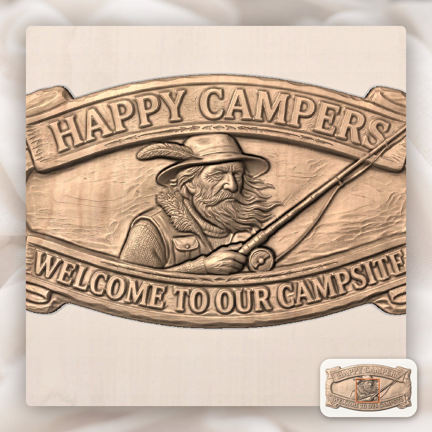 Happy Campers Fisherman CNC Relief STL bas-relief STL — view 6