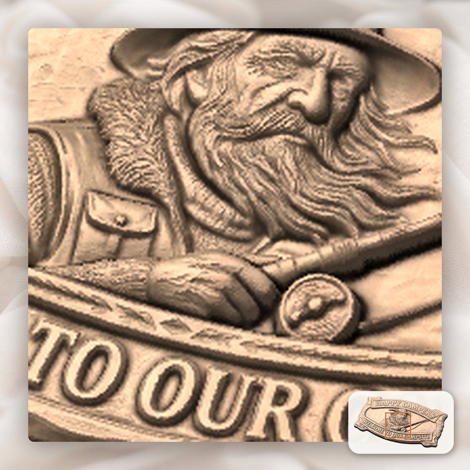 Happy Campers Fisherman CNC Relief STL bas-relief STL — view 9