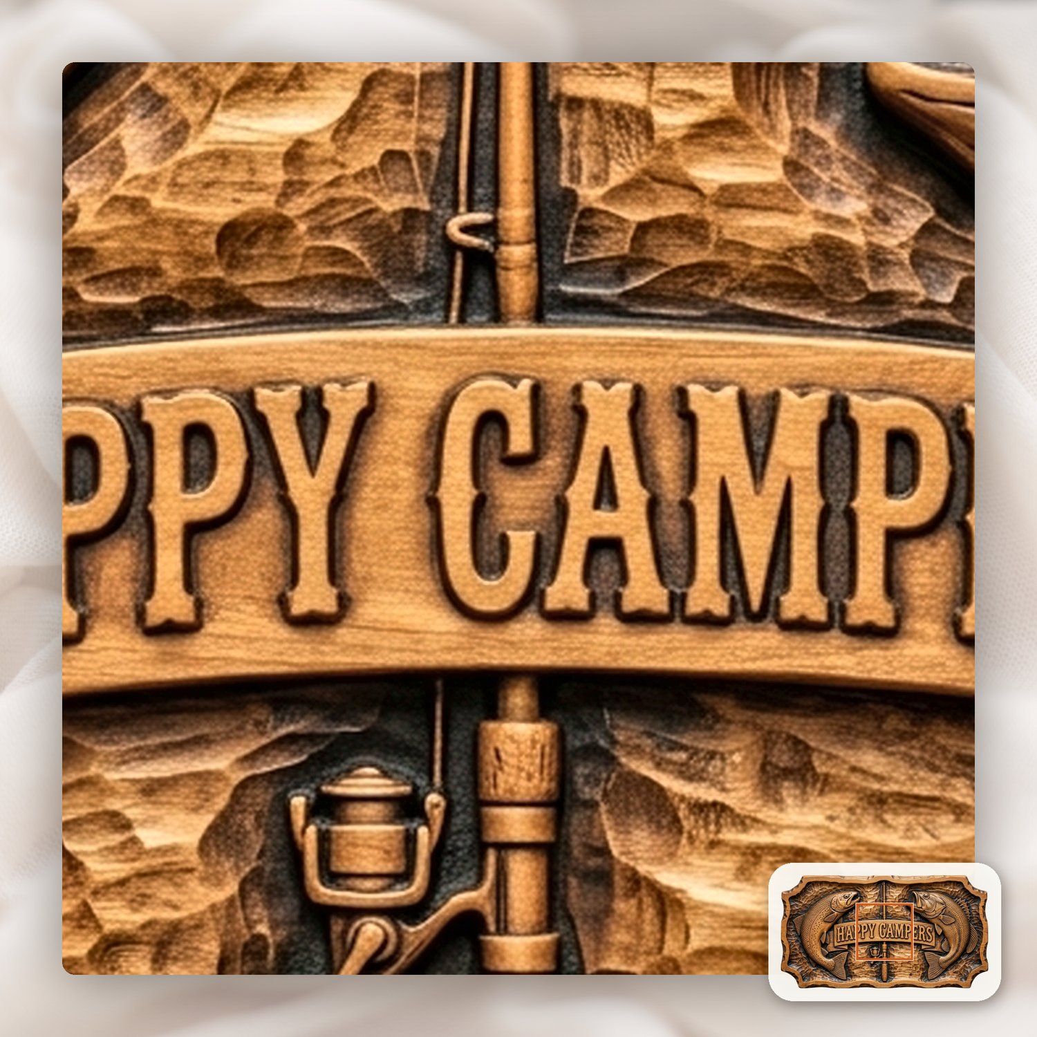 Happy Campers Fishing Bass Trout CNC Relief STL bas-relief STL — view 11