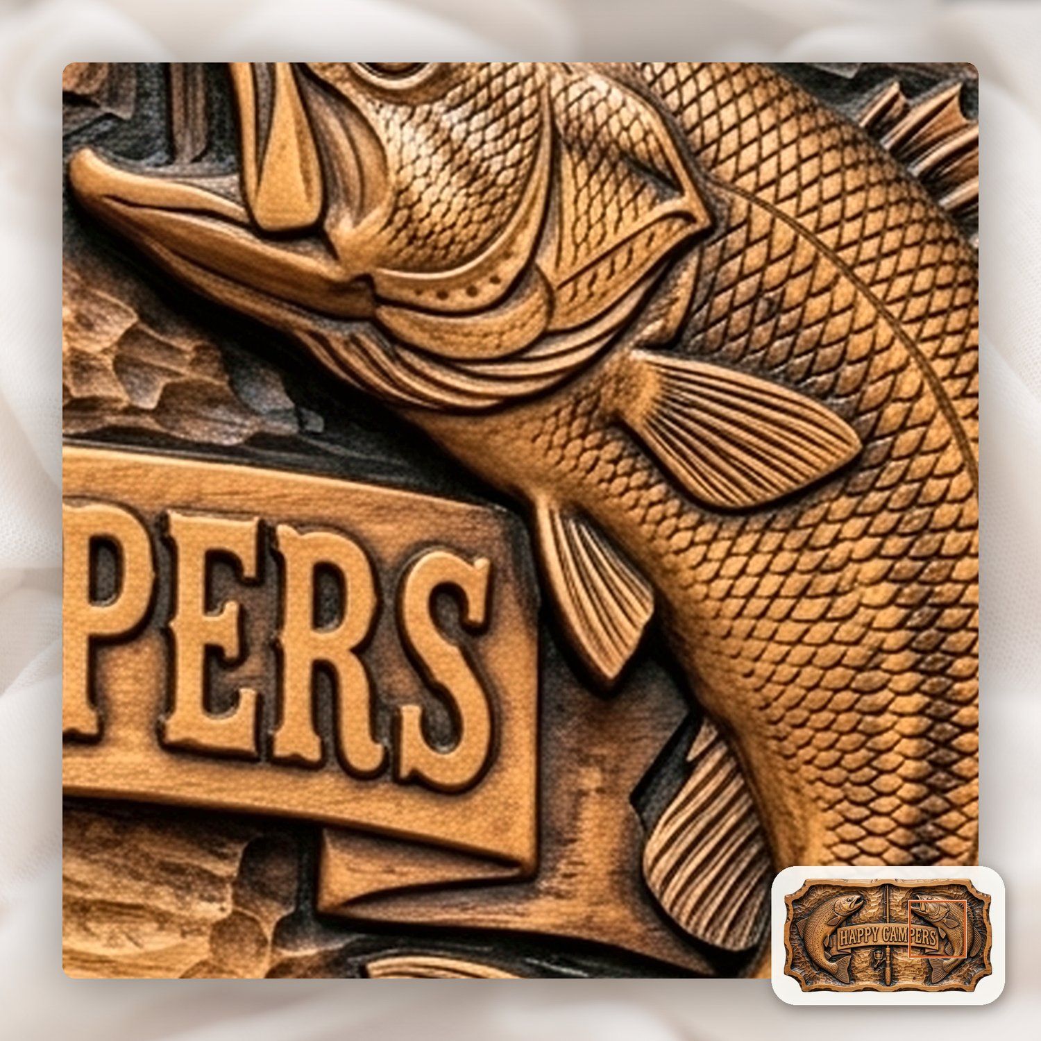 Happy Campers Fishing Bass Trout CNC Relief STL bas-relief STL — view 13