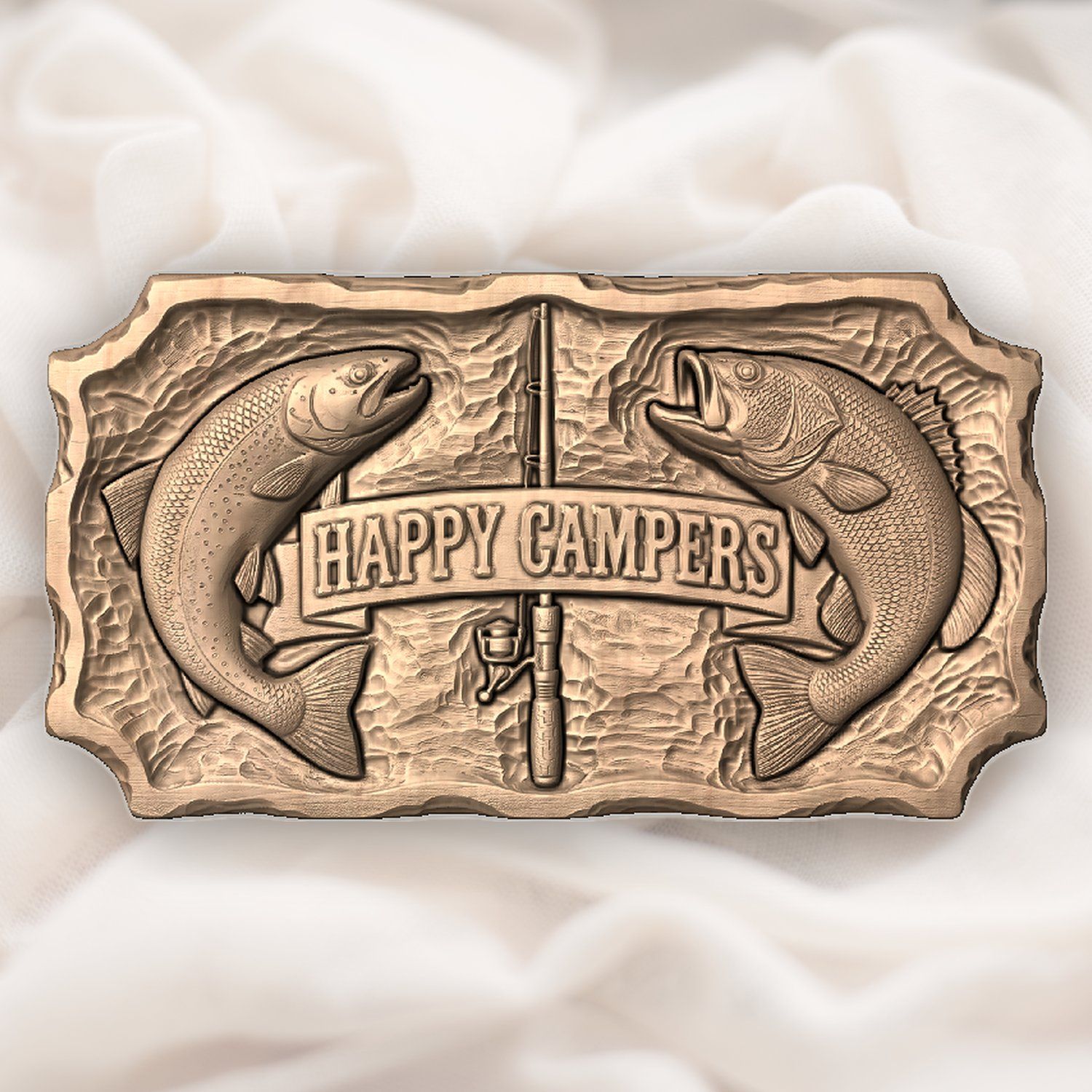 Happy Campers Fishing Bass Trout CNC Relief STL bas-relief STL — view 4