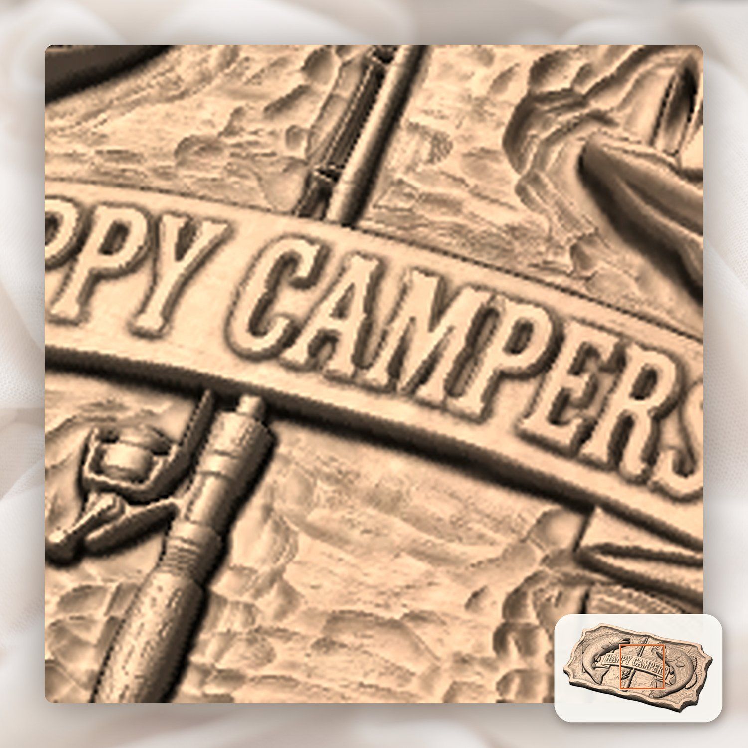 Happy Campers Fishing Bass Trout CNC Relief STL bas-relief STL — view 9