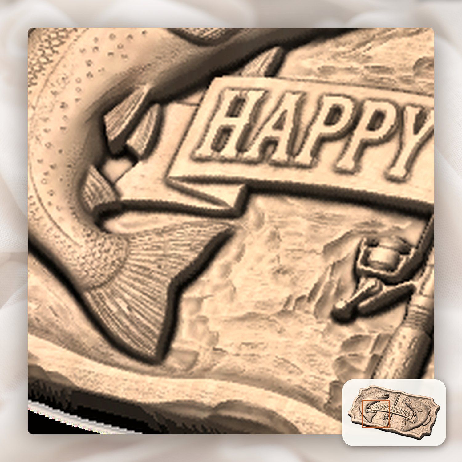 Happy Campers Fishing Bass Trout CNC Relief STL bas-relief STL — view 10