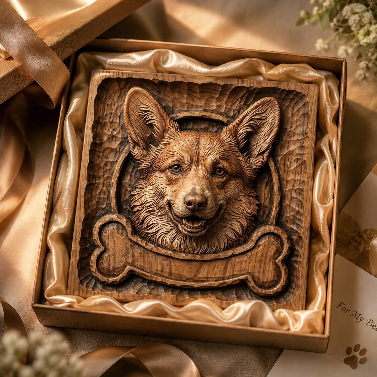 Happy Corgi Dog Portrait CNC Relief STL bas-relief STL — view 9