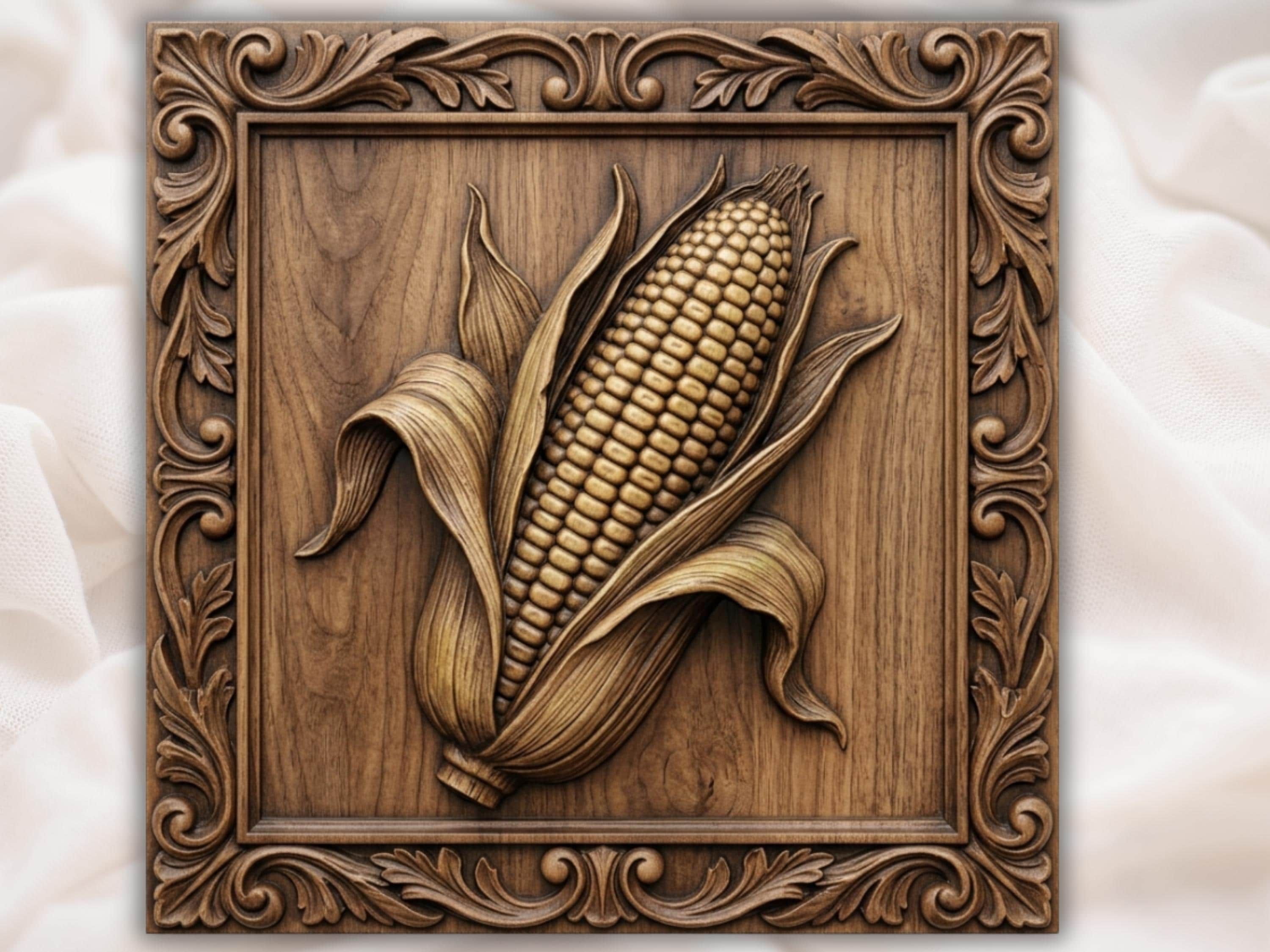 Harvest Corn Relief CNC router STL file bas-relief STL file for CNC router, laser engraver & 3D printing
