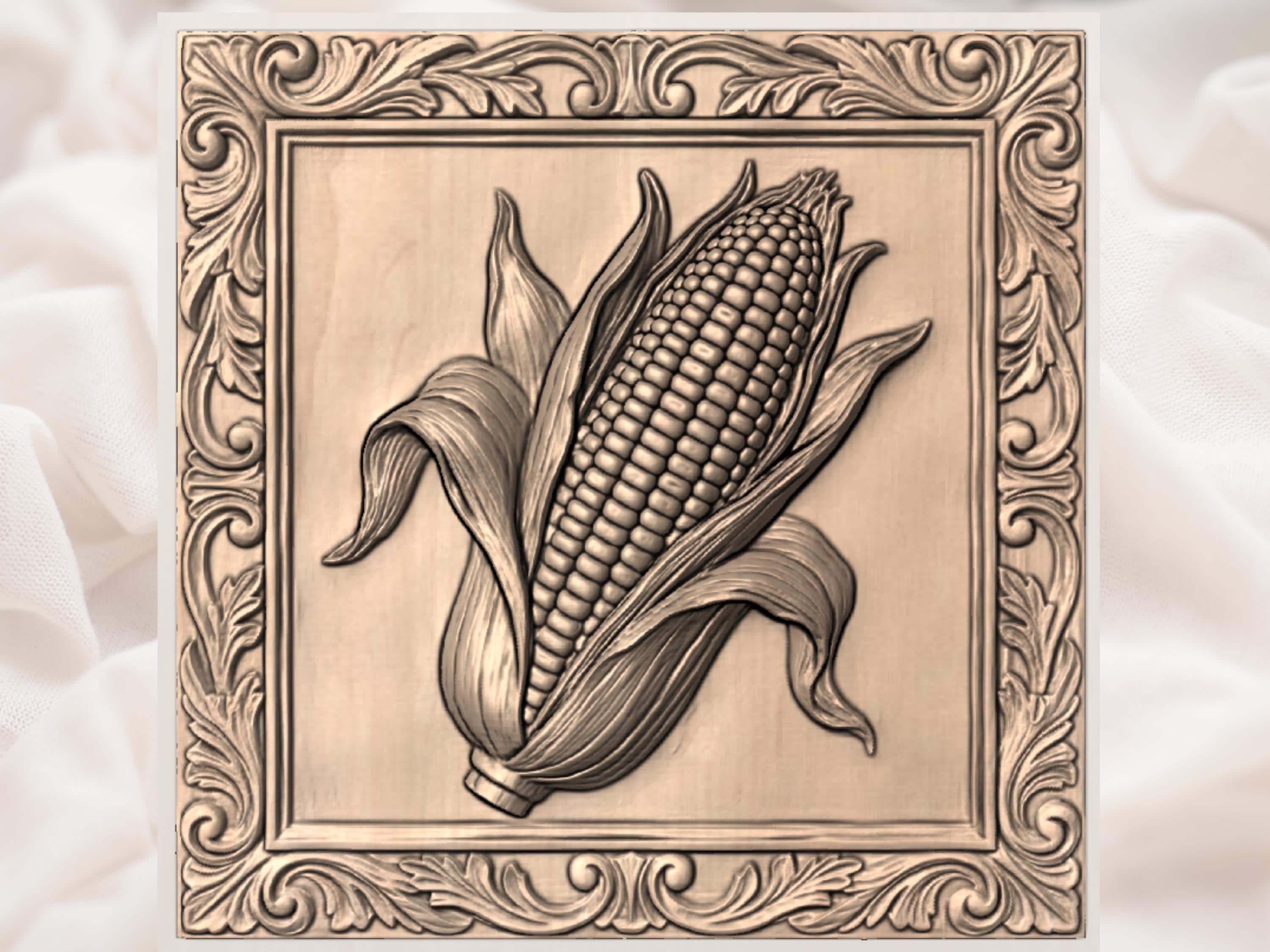 Harvest Corn Relief CNC router STL file bas-relief STL — view 2