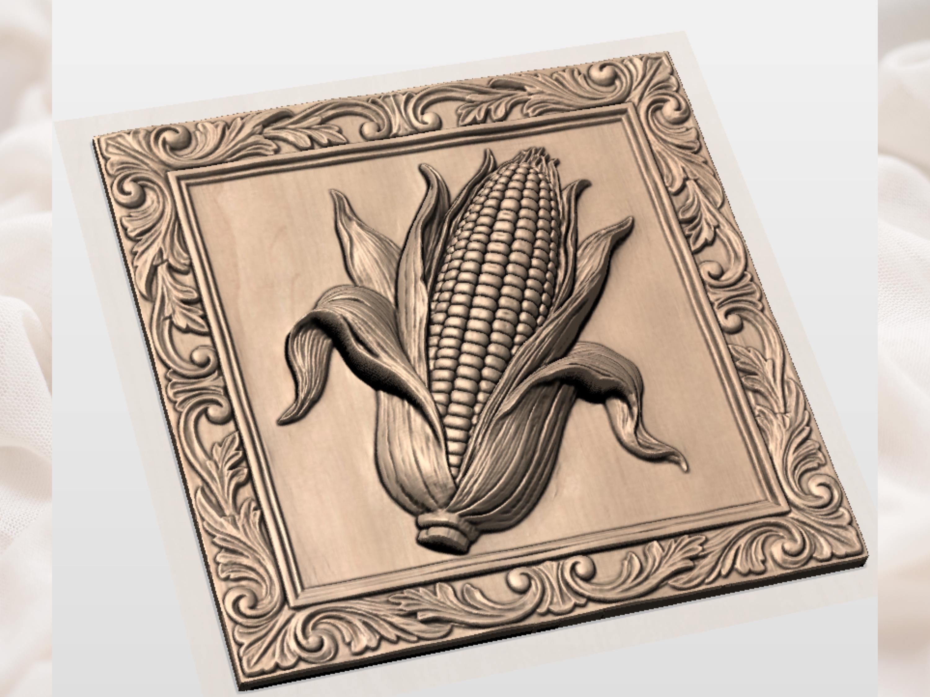 Harvest Corn Relief CNC router STL file bas-relief STL — view 3