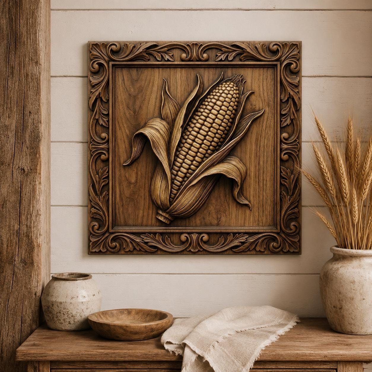 Harvest Corn Relief CNC router STL file bas-relief STL — view 4
