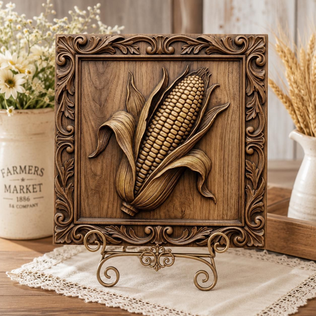 Harvest Corn Relief CNC router STL file bas-relief STL — view 5