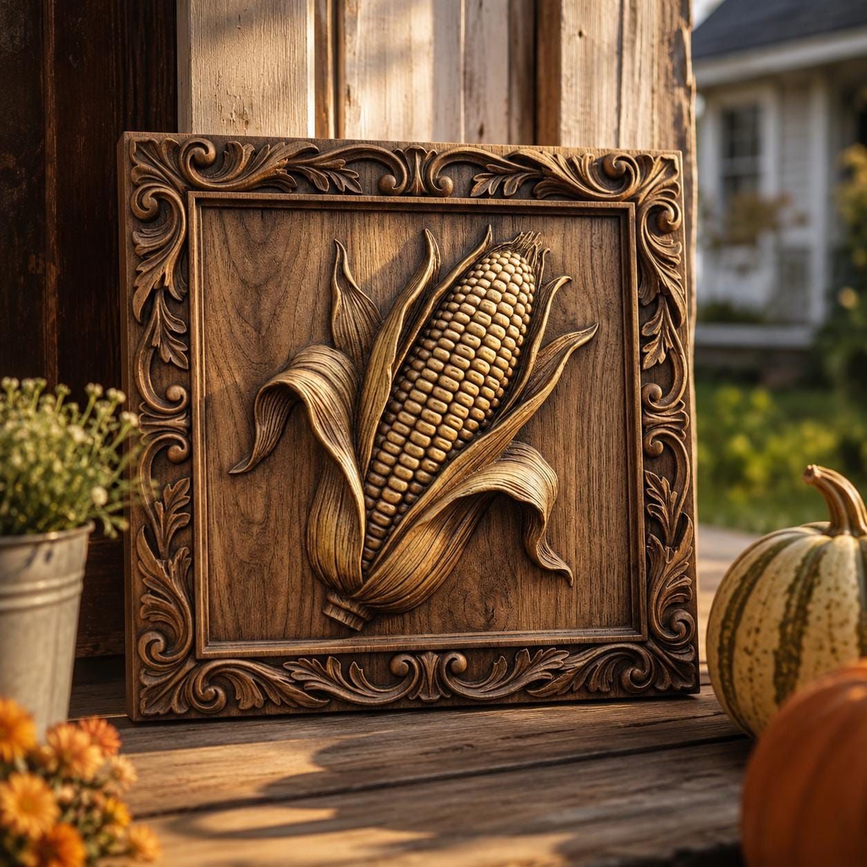 Harvest Corn Relief CNC router STL file bas-relief STL — view 6