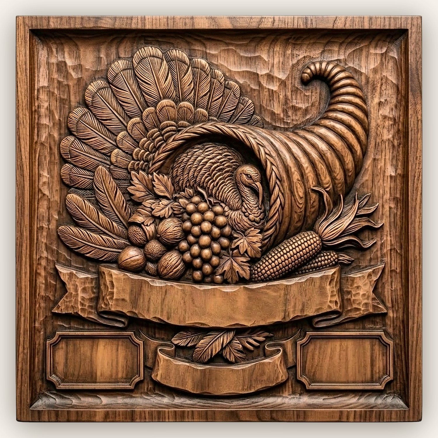 Harvest Cornucopia Turkey CNC Relief STL bas-relief STL design
