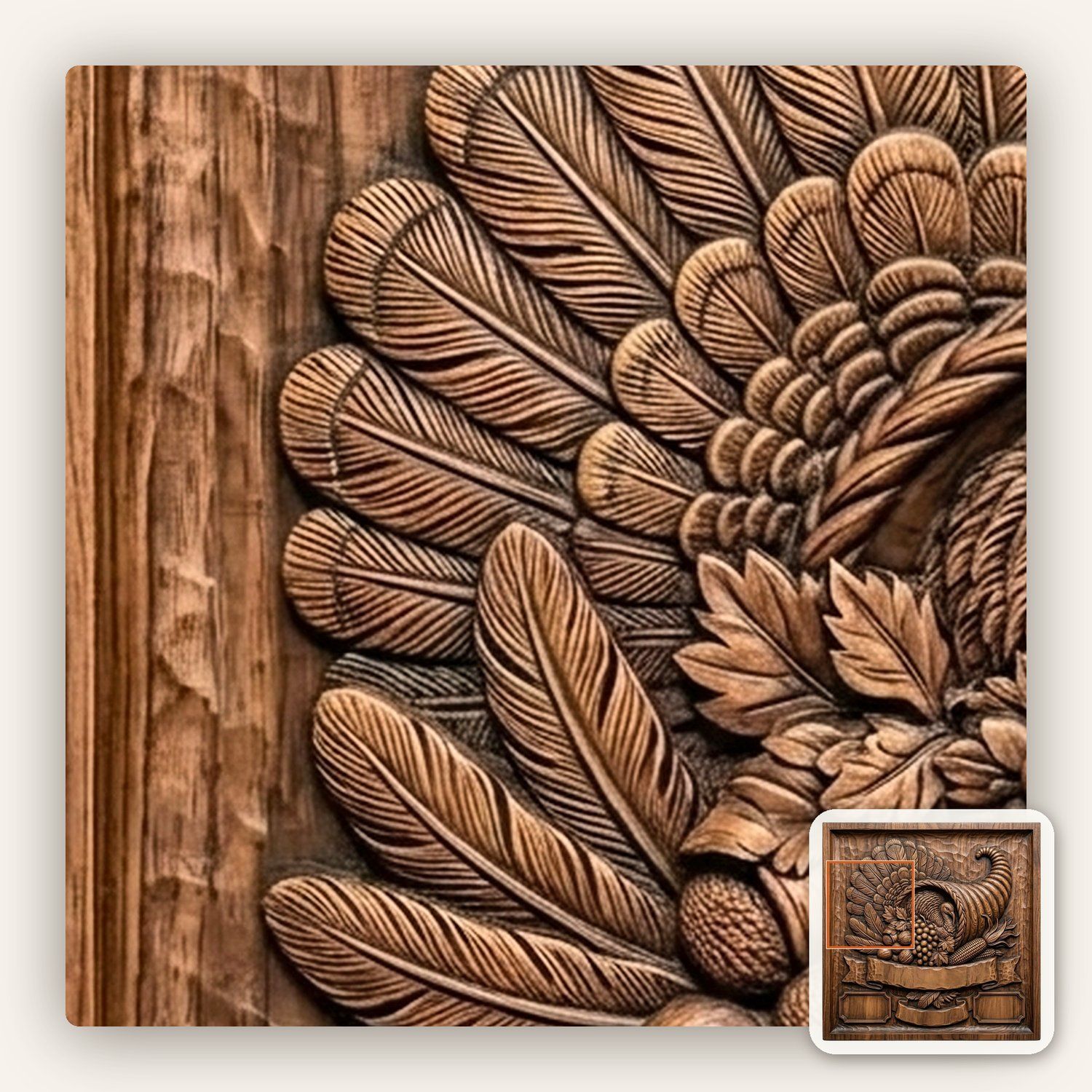 Harvest Cornucopia Turkey CNC Relief STL bas-relief STL — view 11