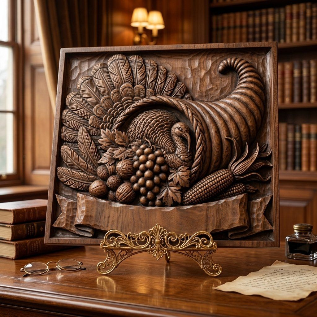 Harvest Cornucopia Turkey CNC Relief STL bas-relief STL — view 13
