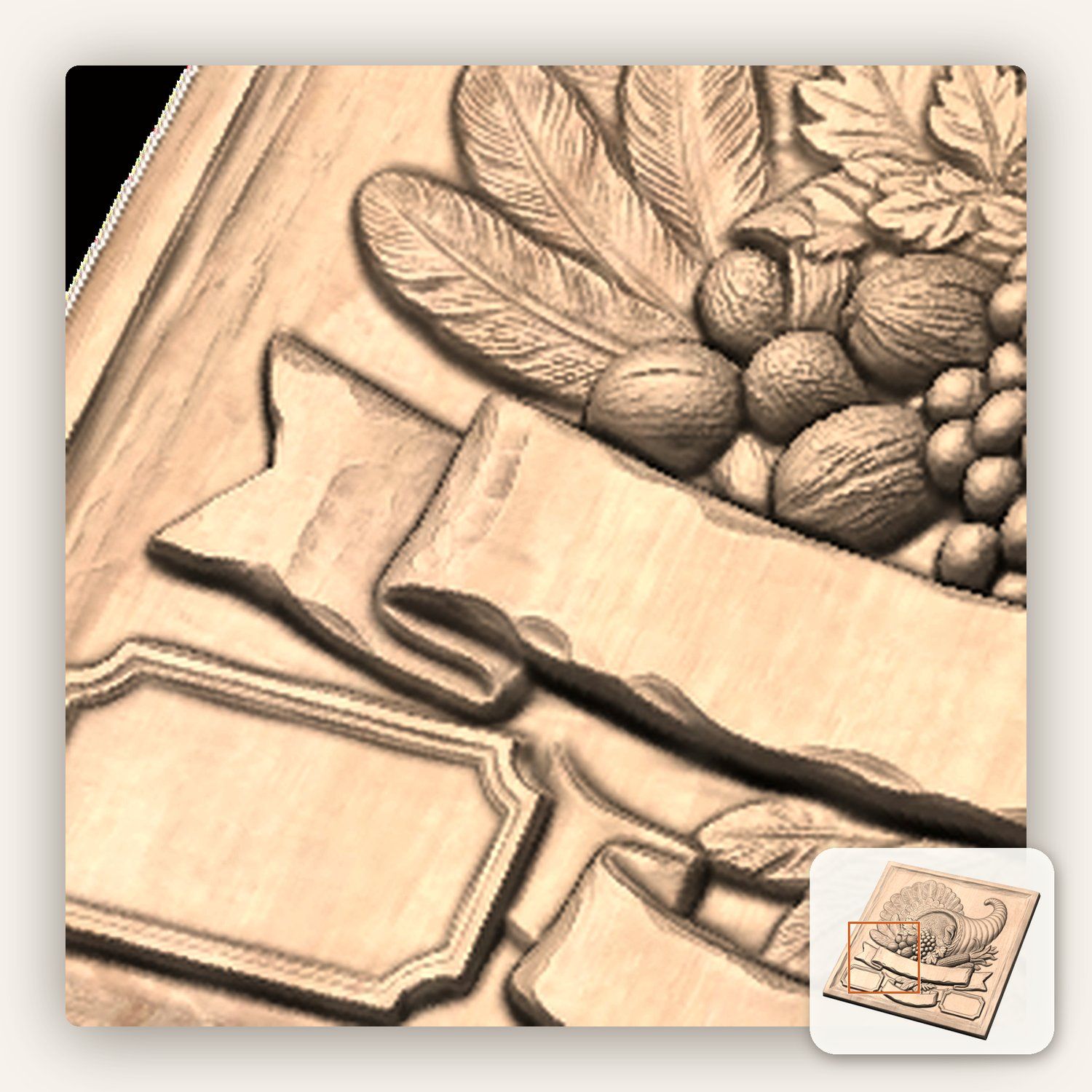 Harvest Cornucopia Turkey CNC Relief STL bas-relief STL — view 9