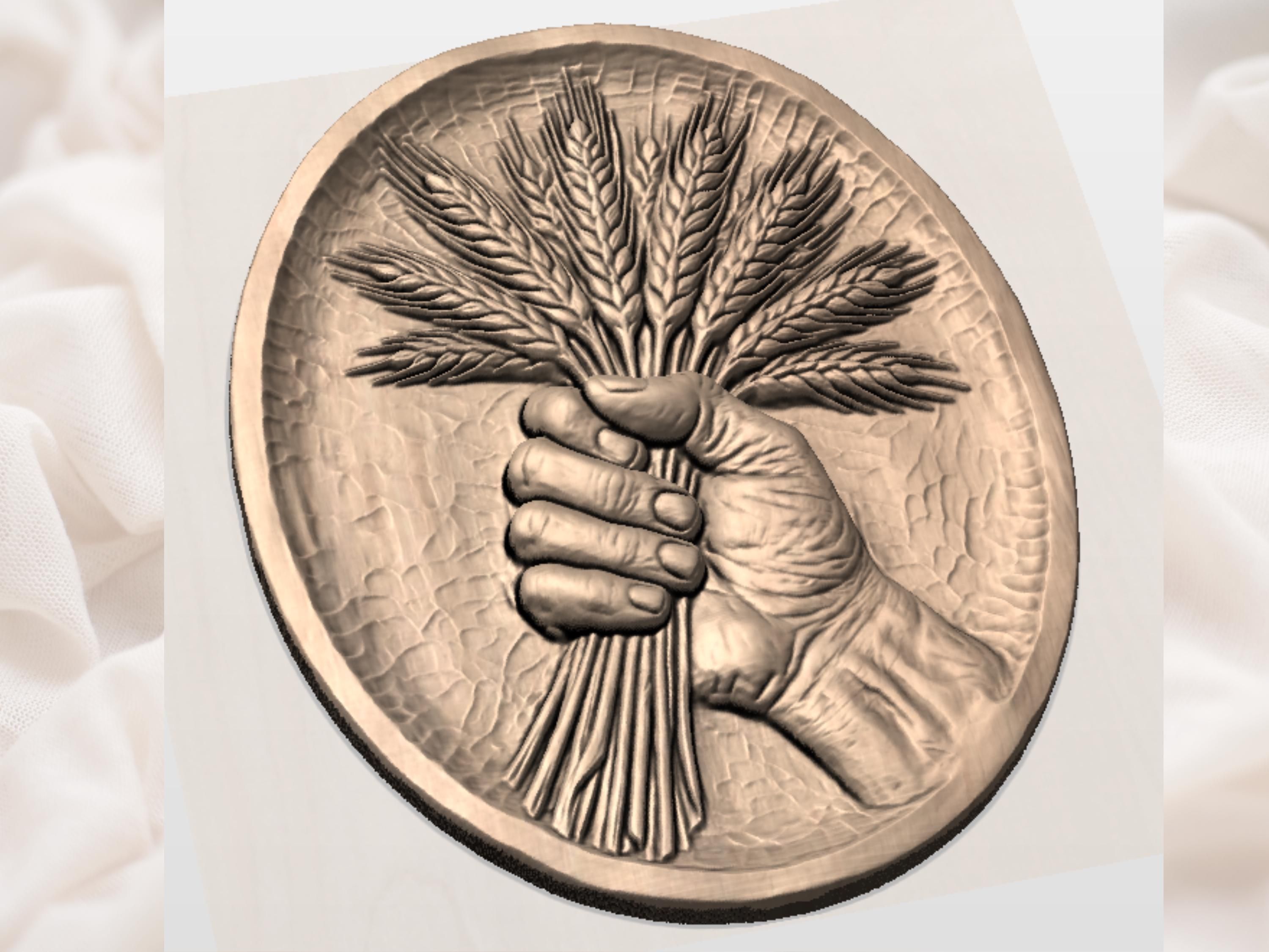 Harvest Hand Wheat Bundle CNC Router STL Carving bas-relief STL — view 2