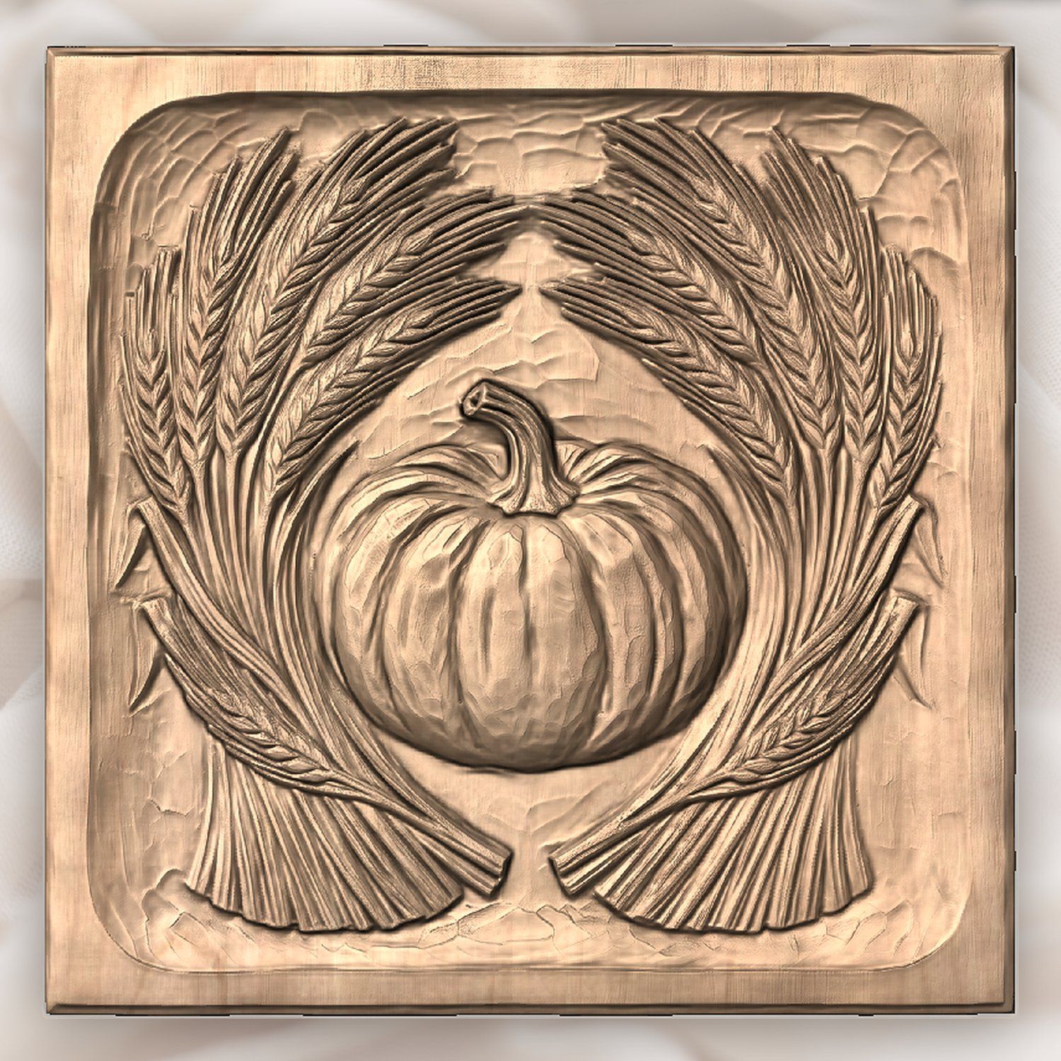 Harvest Pumpkin Wheat Sheaves CNC Relief STL bas-relief STL — view 4