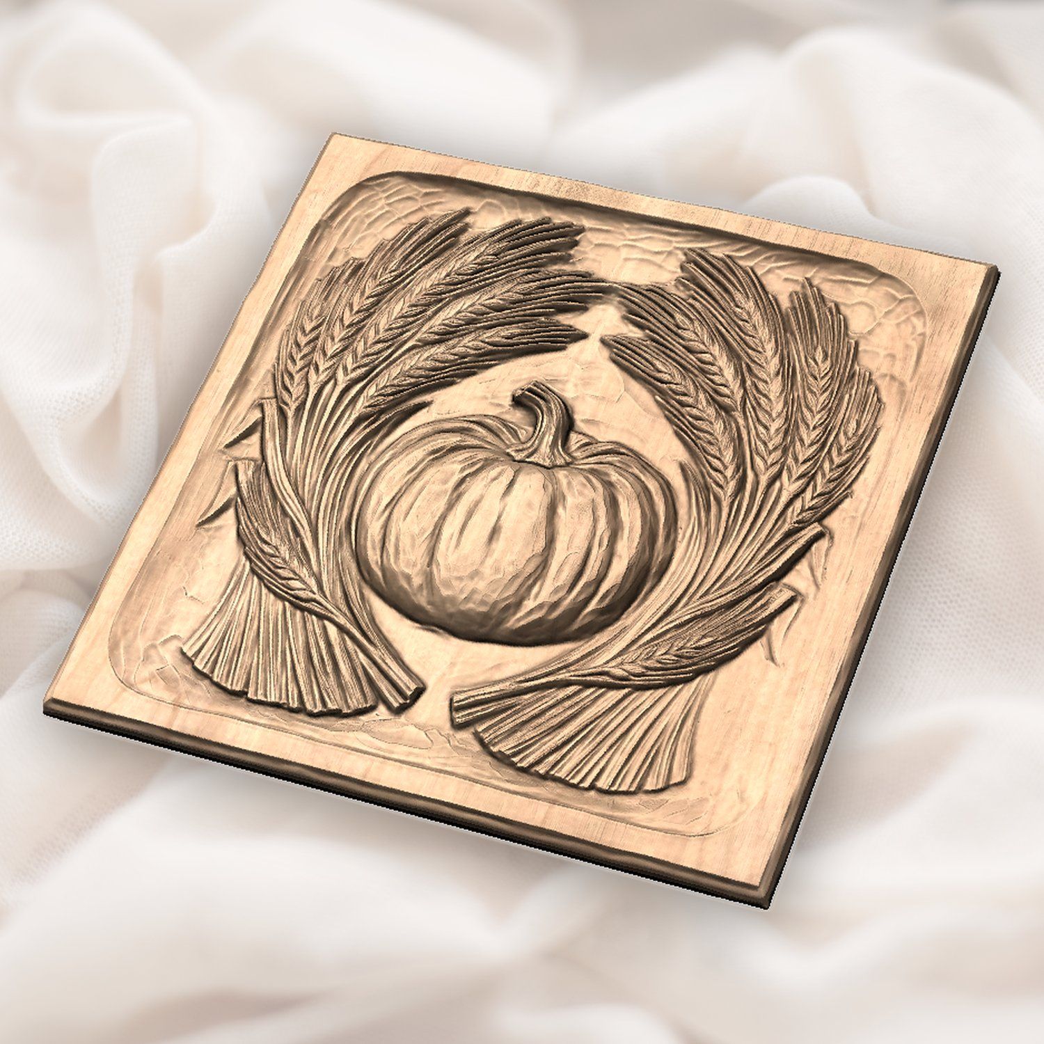 Harvest Pumpkin Wheat Sheaves CNC Relief STL bas-relief STL — view 5